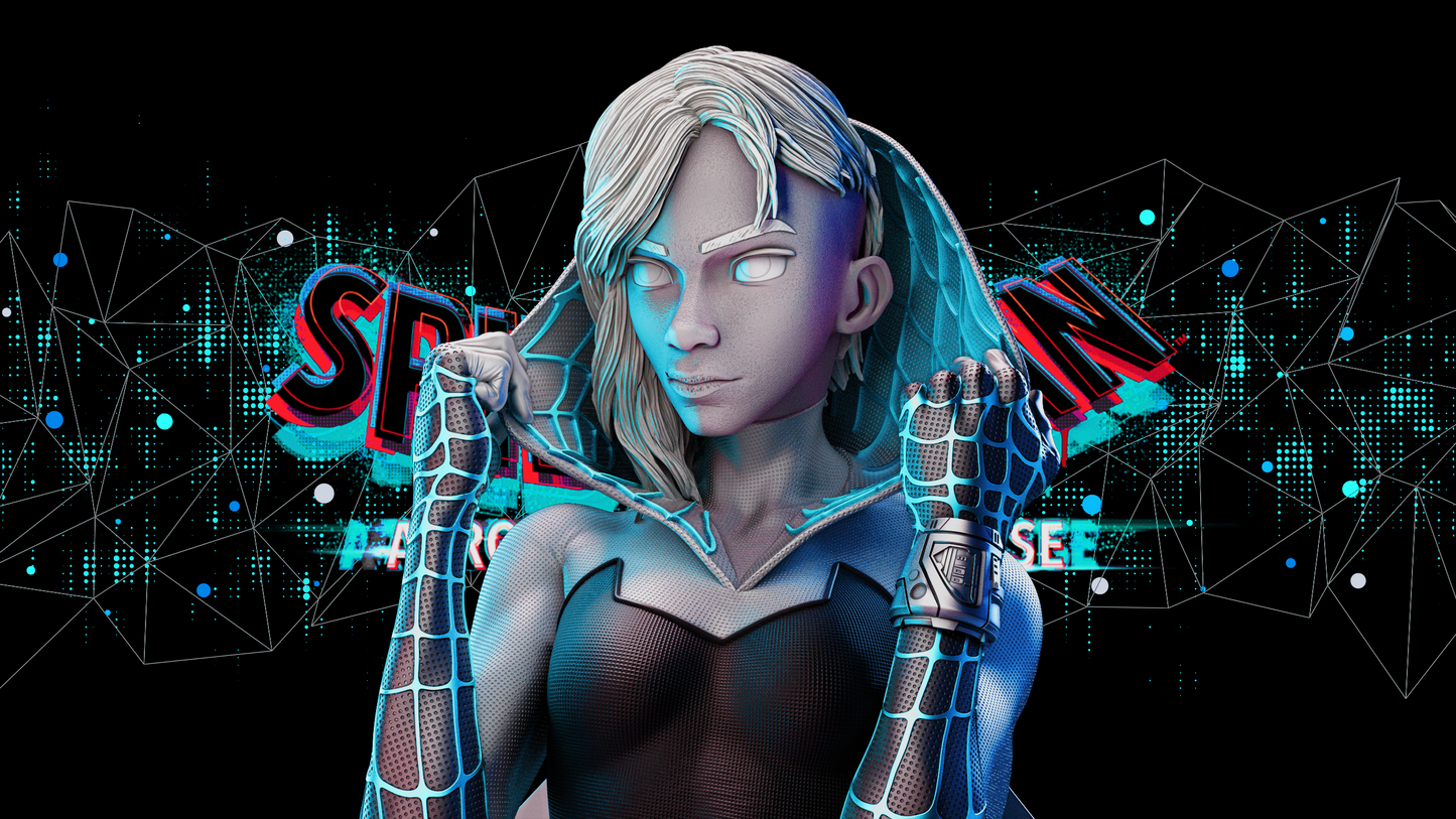 Spider Gwen (Marvel) 3D Printed Bust Fan Art. 1:4 - 1:8 (295mm to 147mm)
