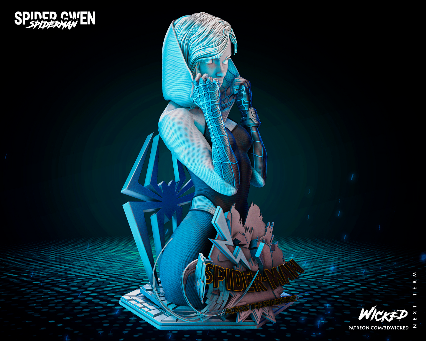 Spider Gwen (Marvel) 3D Printed Bust Fan Art. 1:4 - 1:8 (295mm to 147mm)