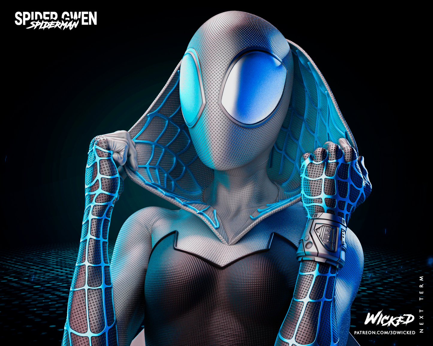 Spider Gwen (Marvel) 3D Printed Bust Fan Art. 1:4 - 1:8 (295mm to 147mm)