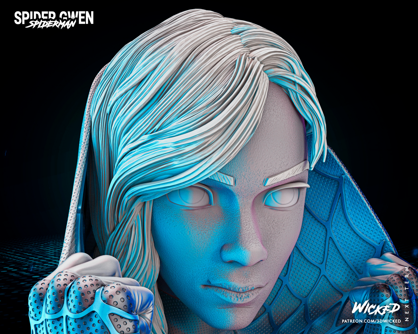 Spider Gwen (Marvel) 3D Printed Bust Fan Art. 1:4 - 1:8 (295mm to 147mm)