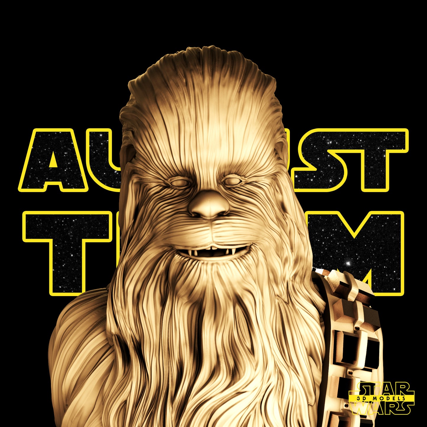 Chewbacca Bust (Fan Art) - 1:4 or 1:8 Scale (200mm or 100mm) - 3D Printed