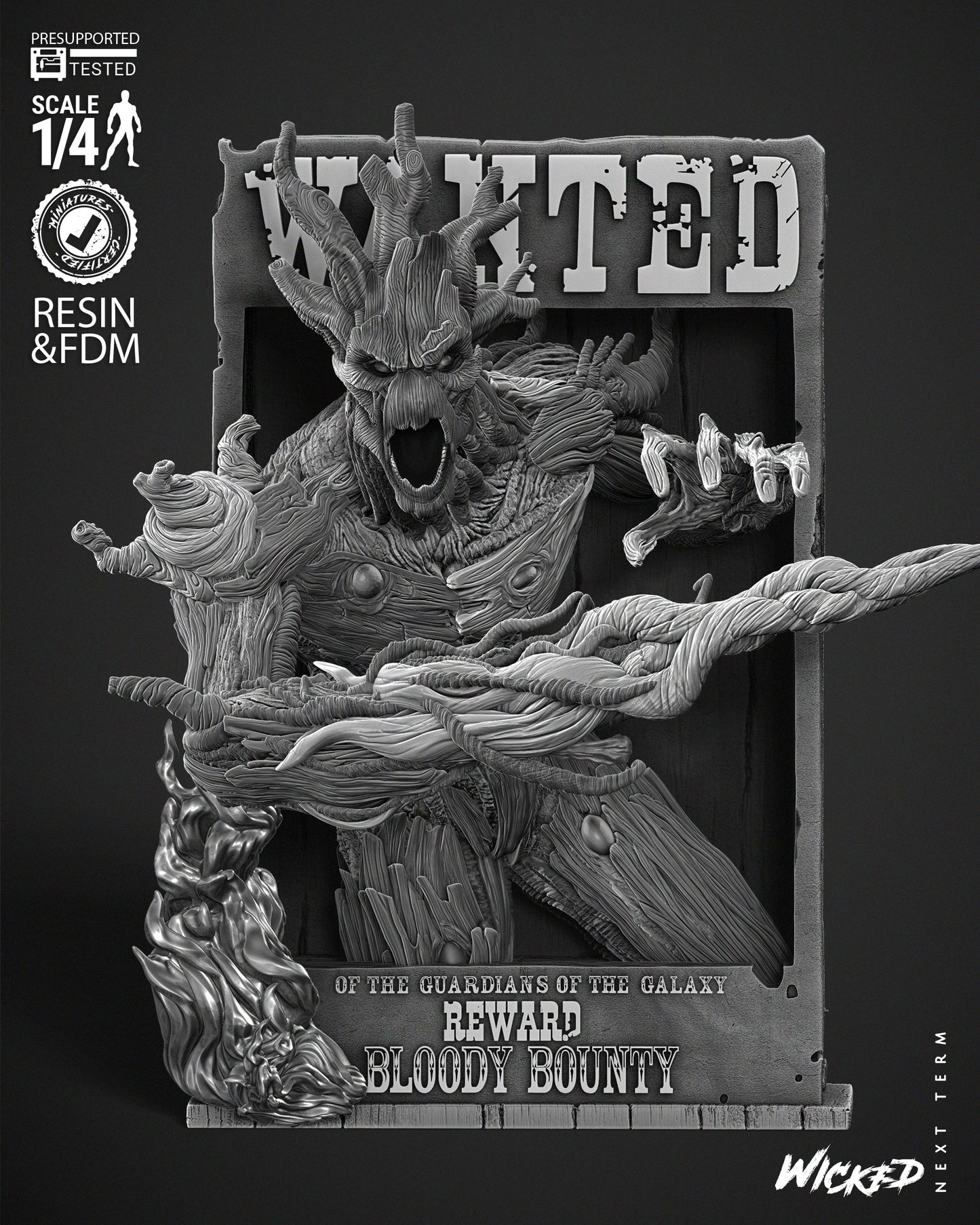 Groot (Poster Bust) - Fan Art - 3D Print Kit (Wick3d)