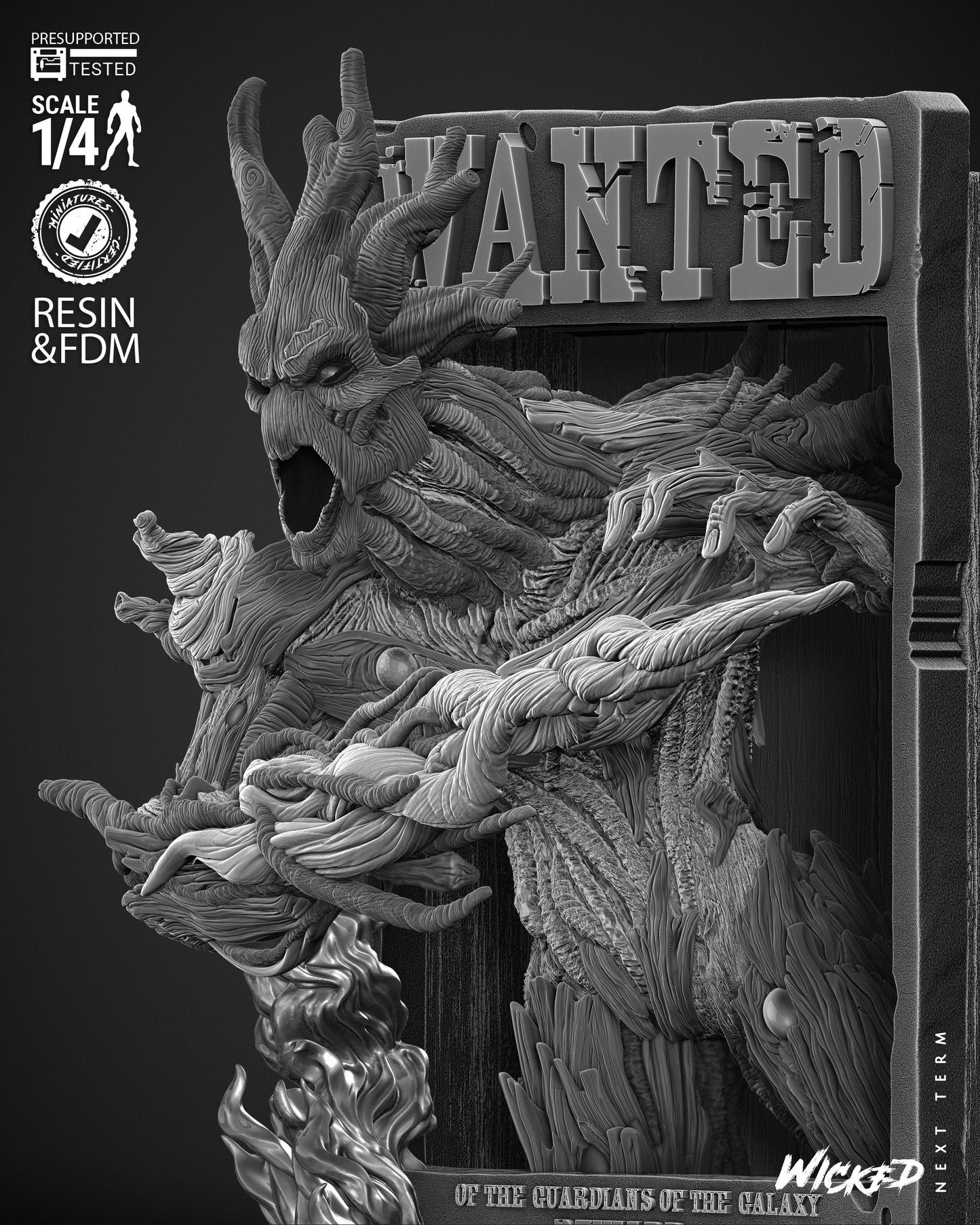 Groot (Poster Bust) - Fan Art - 3D Print Kit (Wick3d)