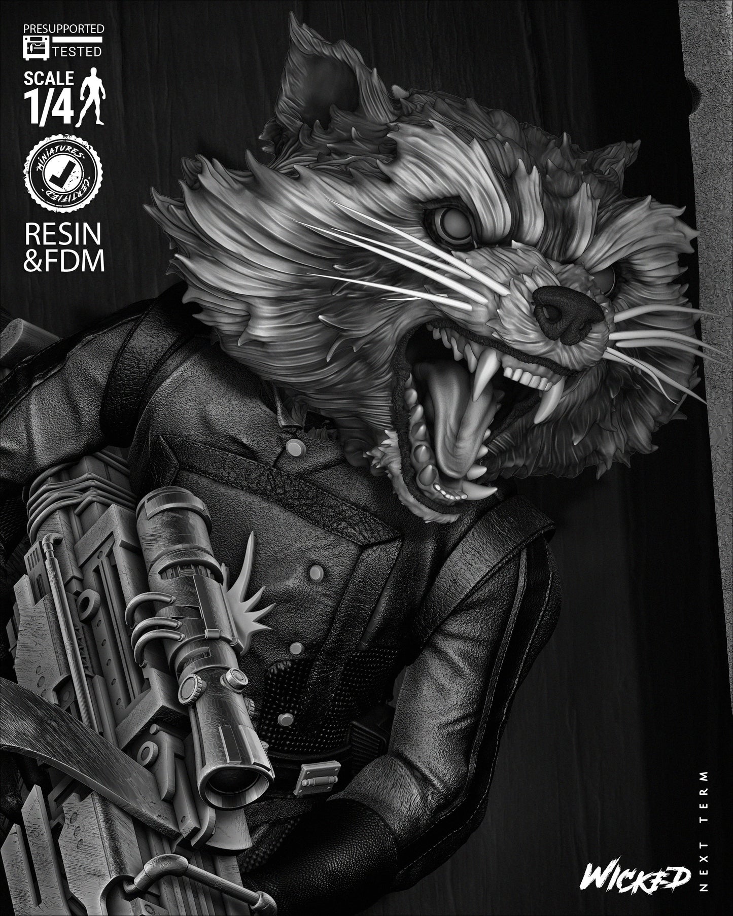 Rocket Raccoon (Poster Bust) - Fan Art - 3D Print Kit (Wick3d)