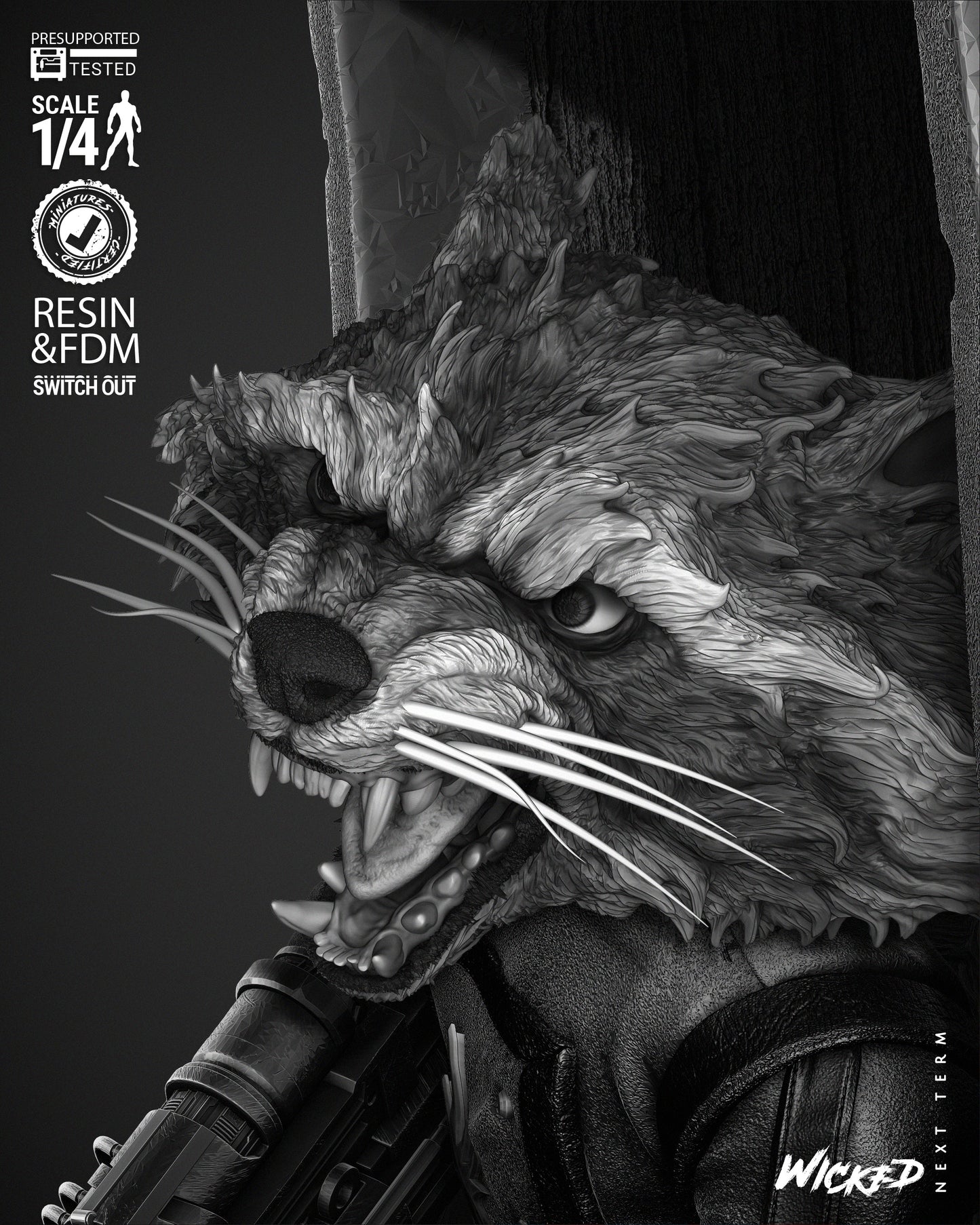 Rocket Raccoon (Poster Bust) - Fan Art - 3D Print Kit (Wick3d)