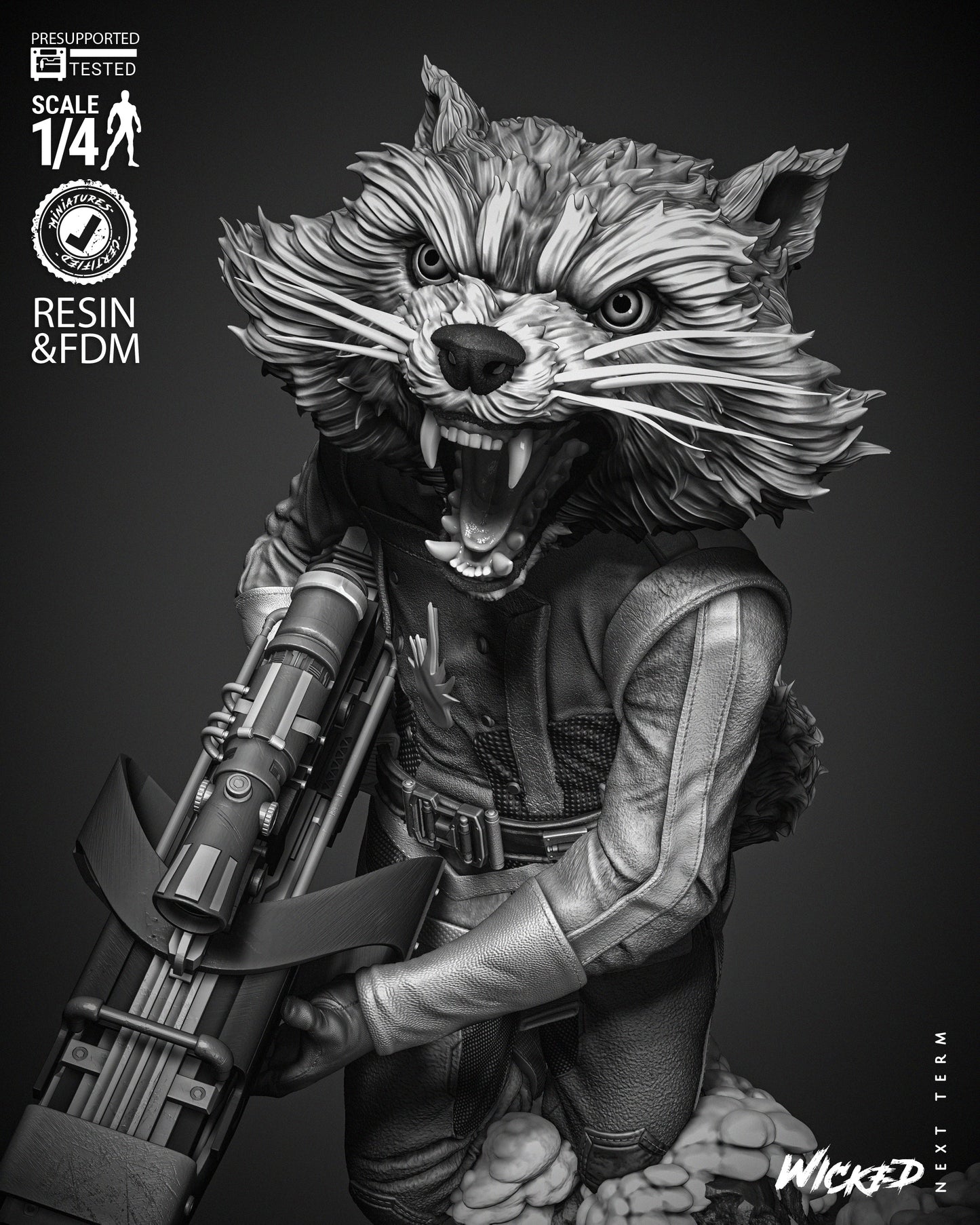 Rocket Raccoon (Bust) - Fan Art - 3D Print Kit (Wick3d)