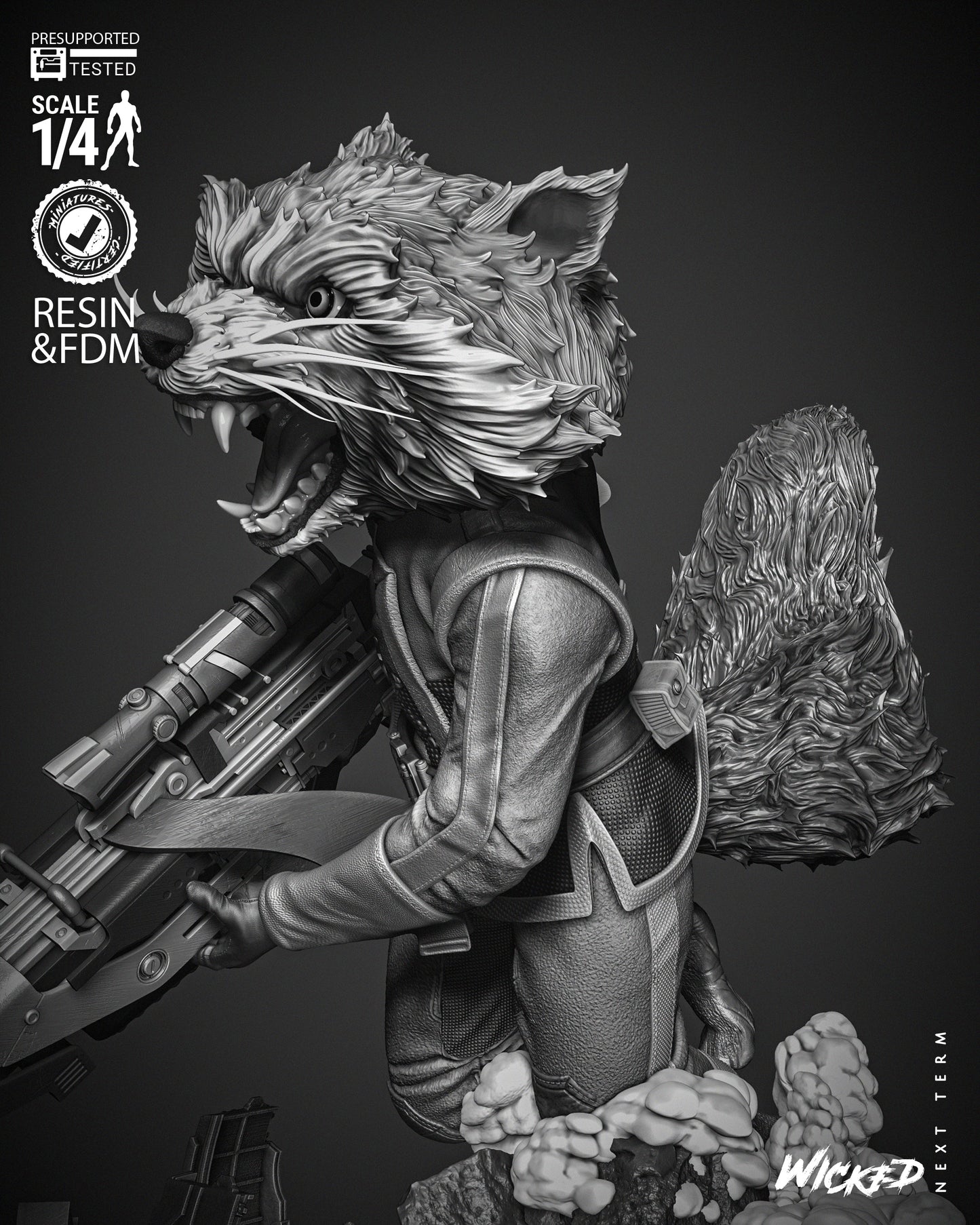 Rocket Raccoon (Bust) - Fan Art - 3D Print Kit (Wick3d)