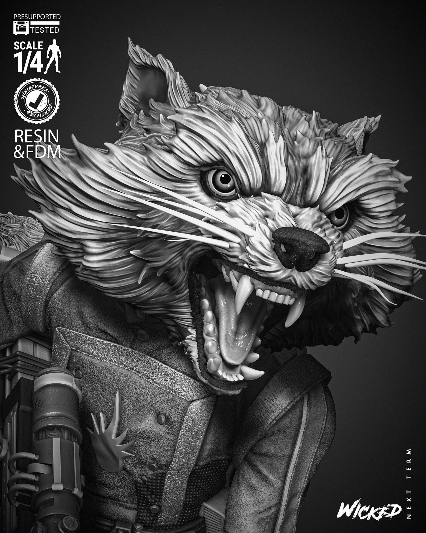 Rocket Raccoon (Bust) - Fan Art - 3D Print Kit (Wick3d)