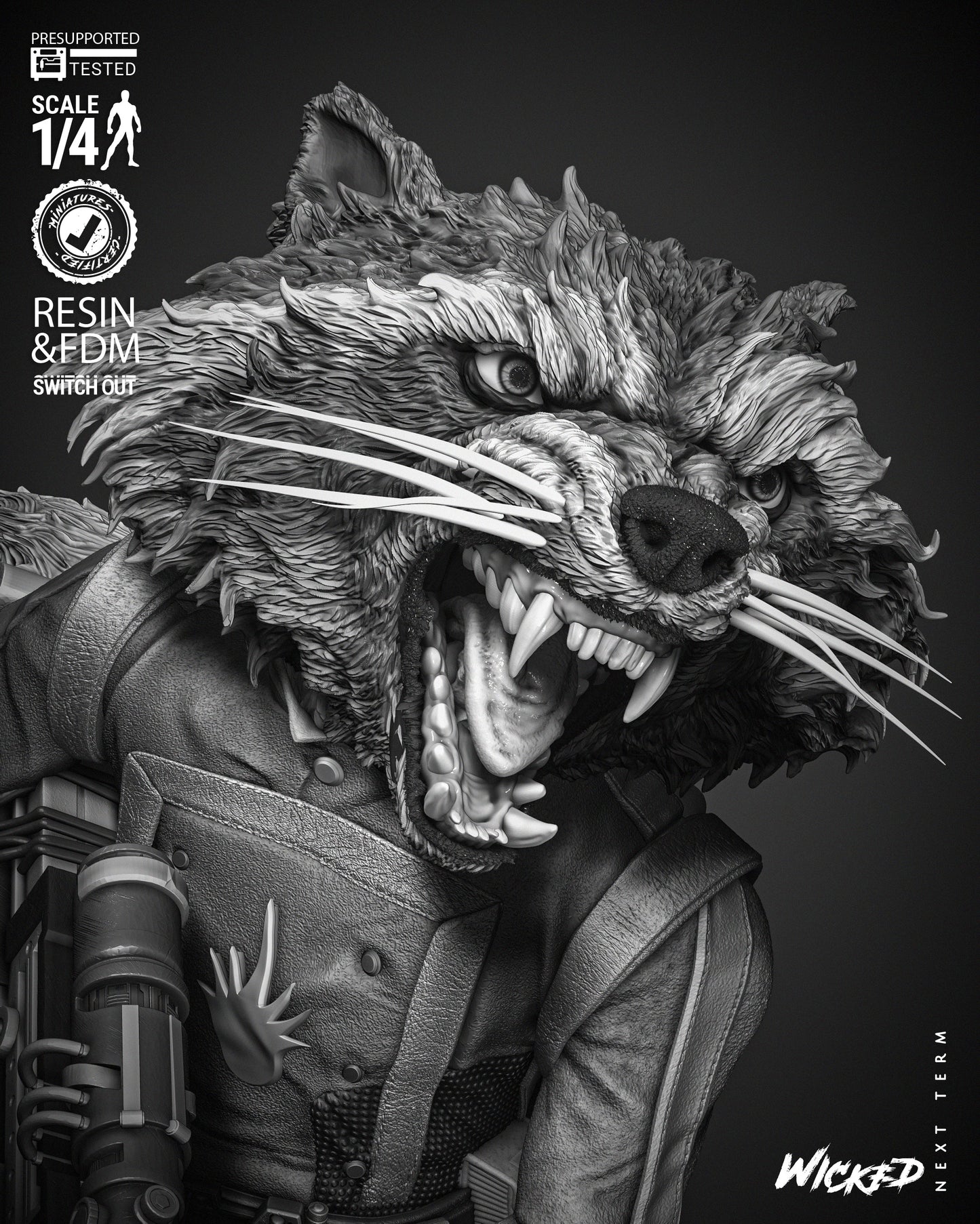 Rocket Raccoon (Bust) - Fan Art - 3D Print Kit (Wick3d)
