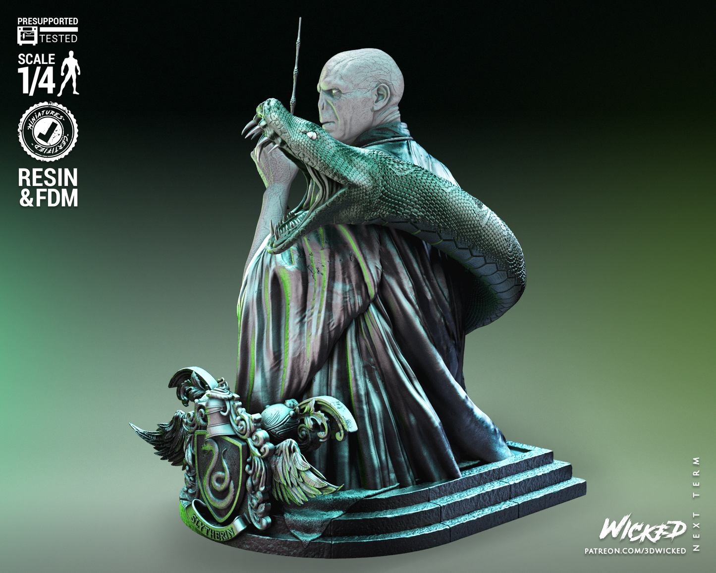 Voldemort Bust (Fan Art) - Scales 1:4 (320mm) to 1:8 (160mm)