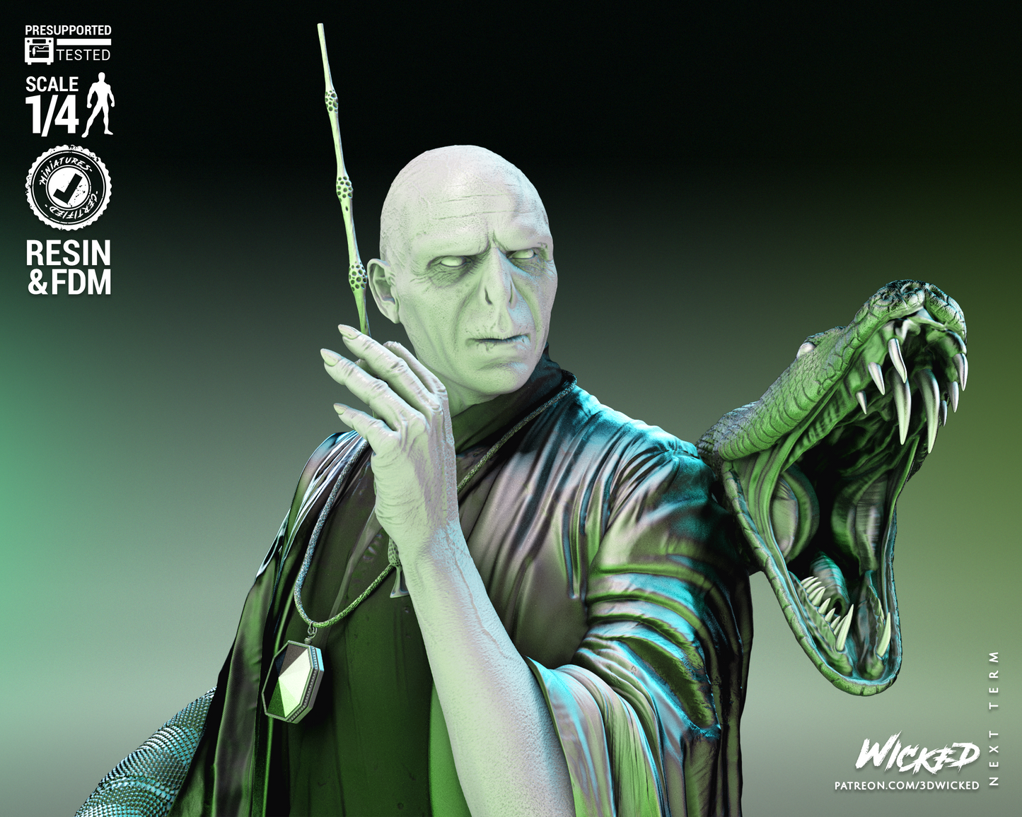 Voldemort Bust (Fan Art) - Scales 1:4 (320mm) to 1:8 (160mm)