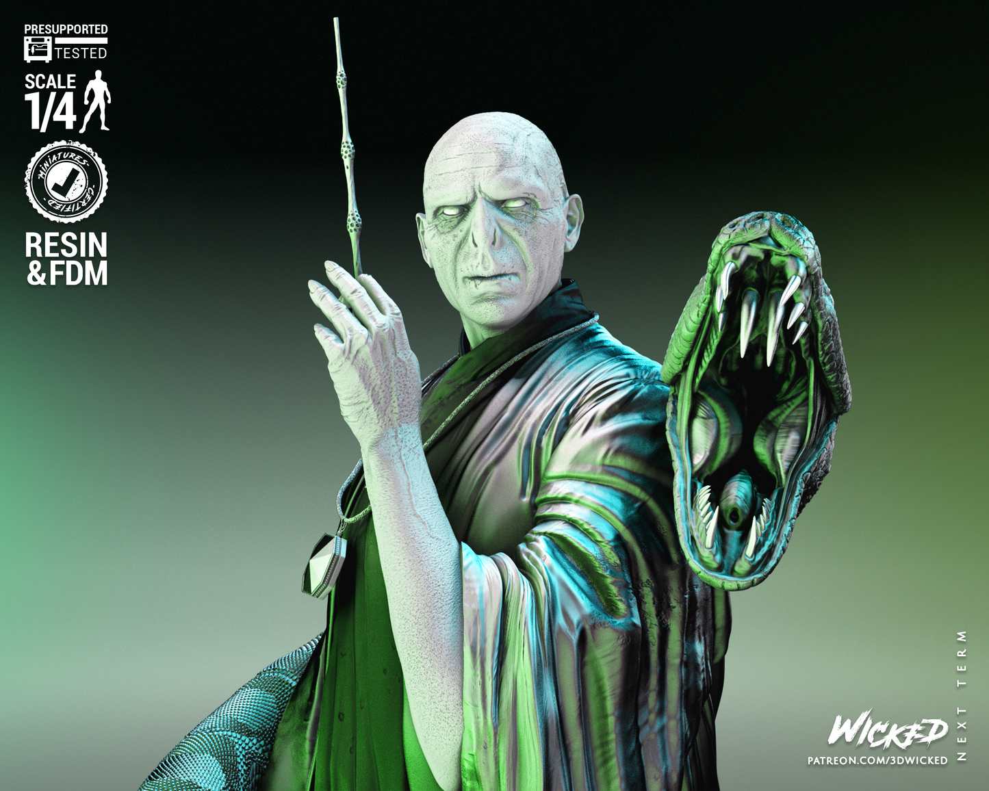 Voldemort Bust (Fan Art) - Scales 1:4 (320mm) to 1:8 (160mm)