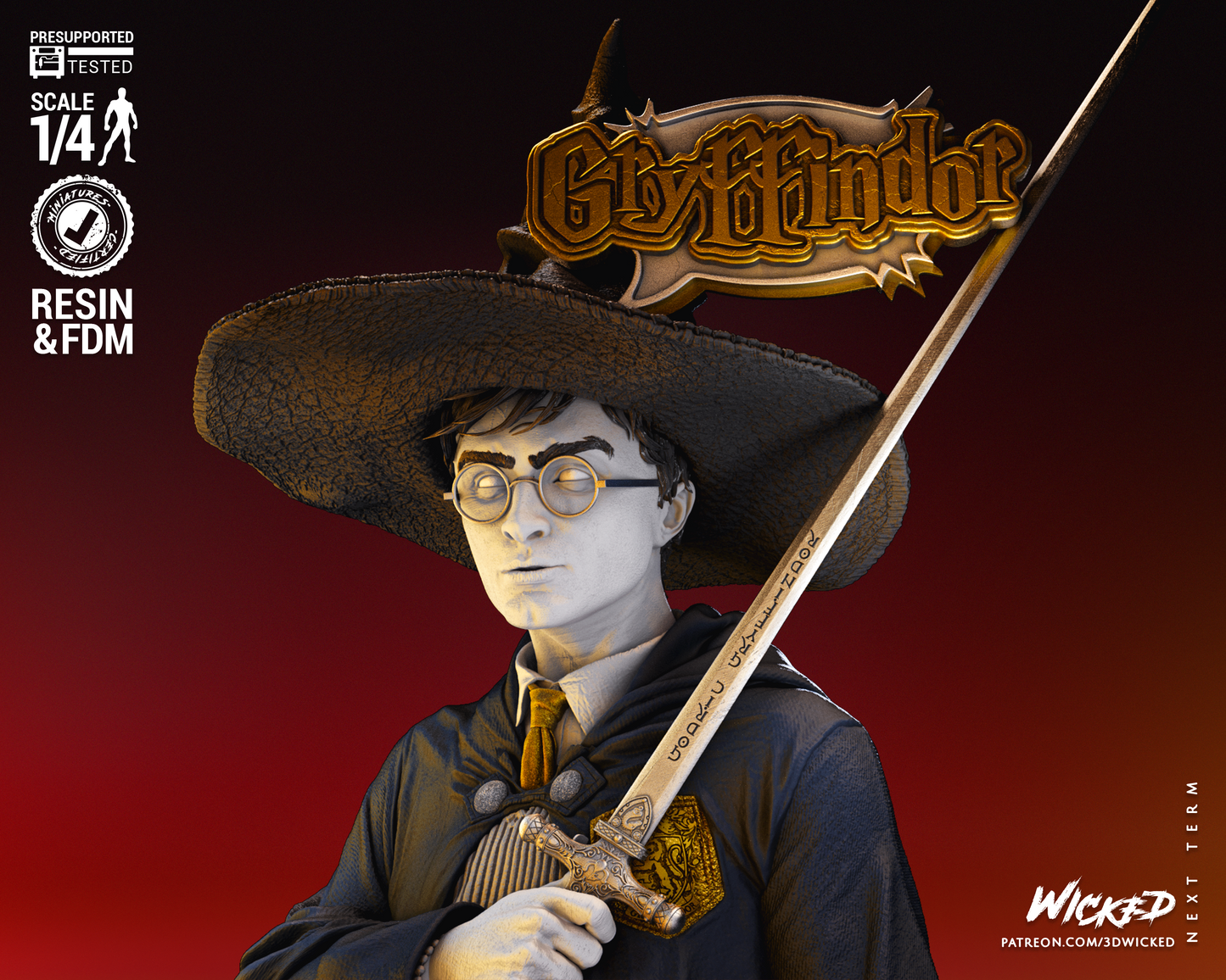 Harry Potter Bust(Fan Art) - 4 or 8 scale (315mm or 157mm) - 3D Print
