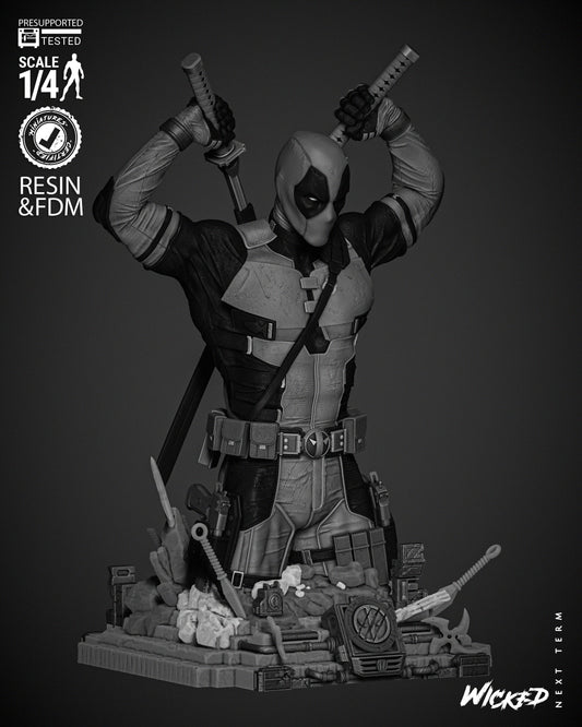Deadpool (Bust) - Fan Art - 3D Print Kit (Wick3d)