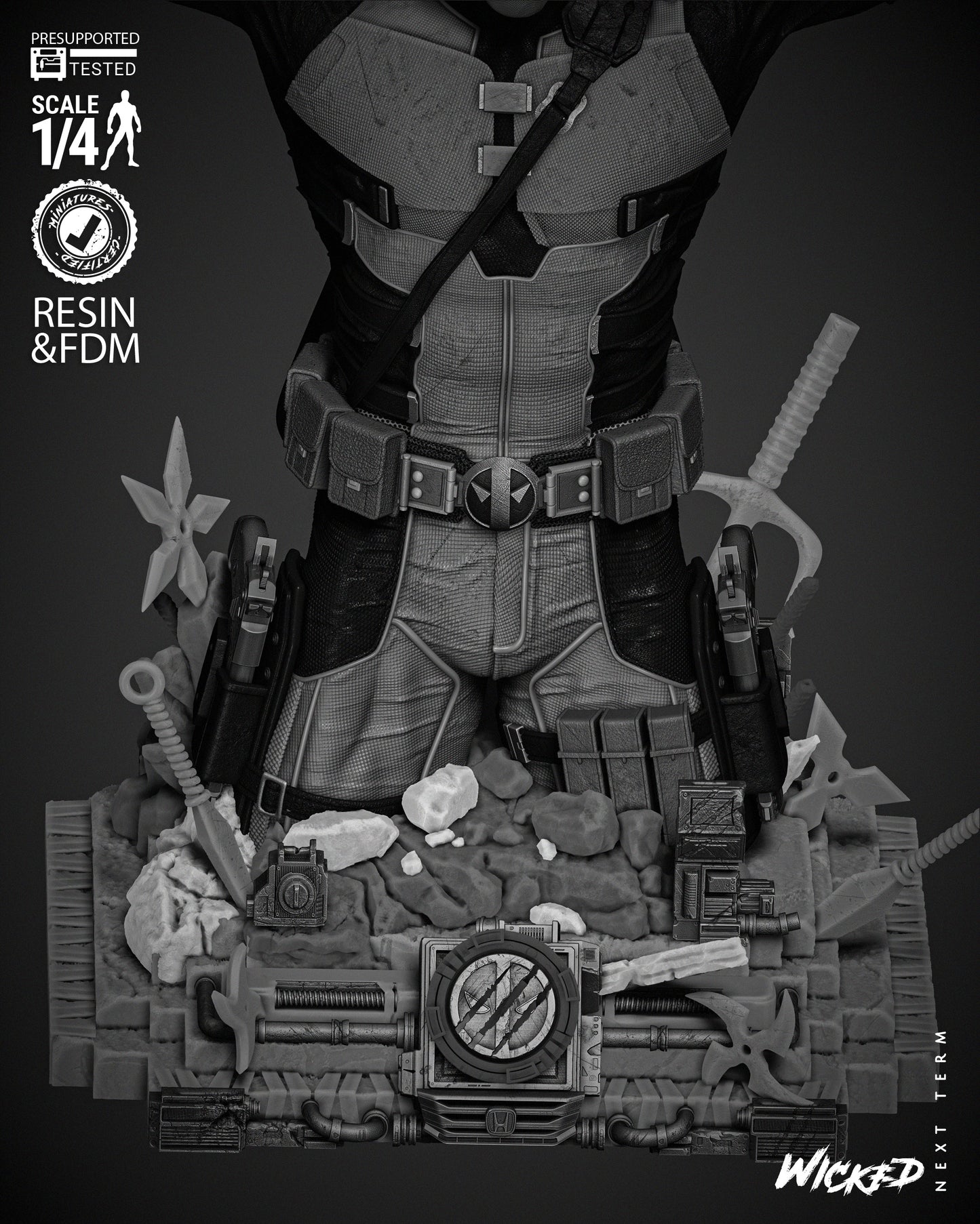Deadpool (Bust) - Fan Art - 3D Print Kit (Wick3d)