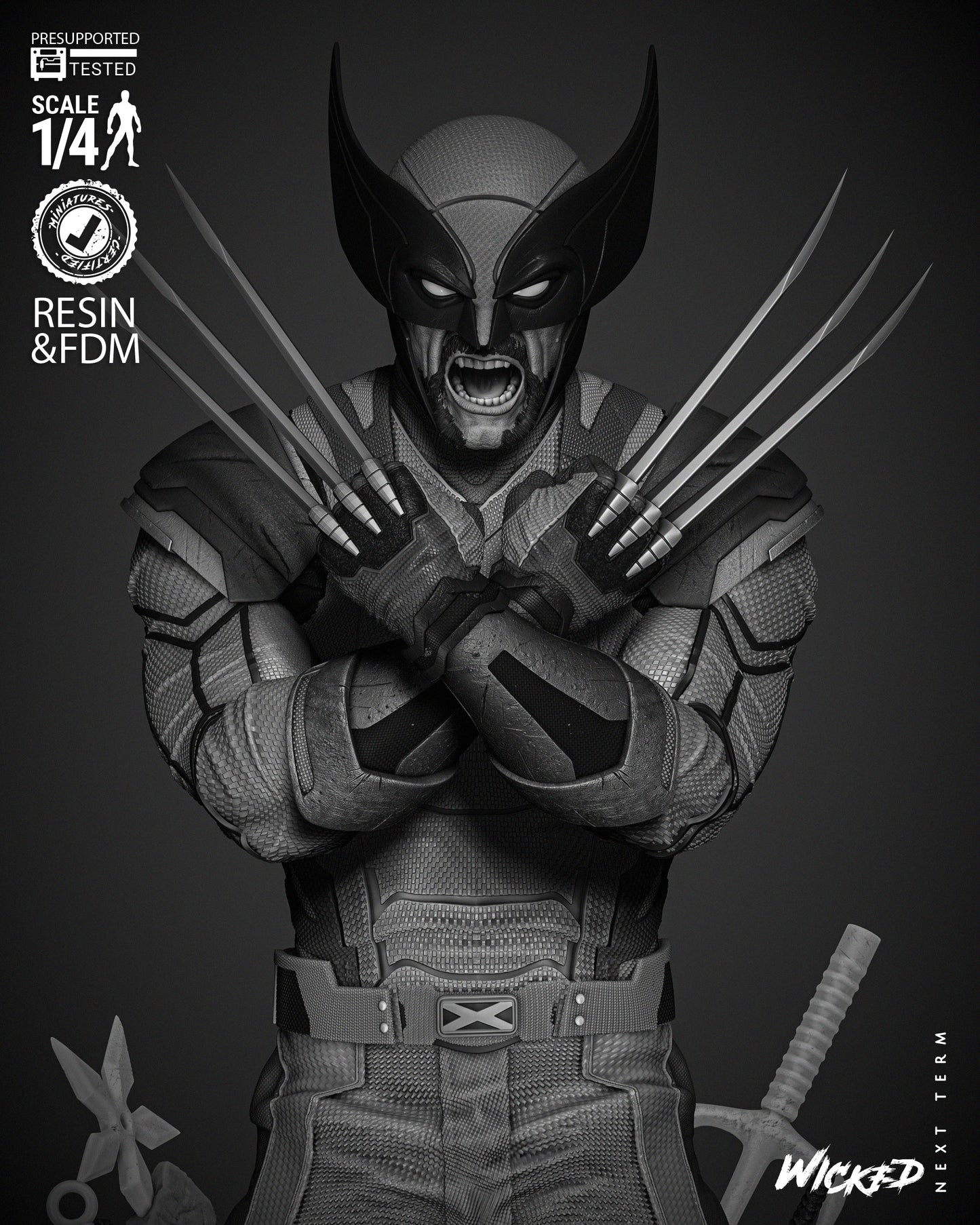 Wolverine (Bust) - Fan Art - 3D Print Kit (Wick3d)