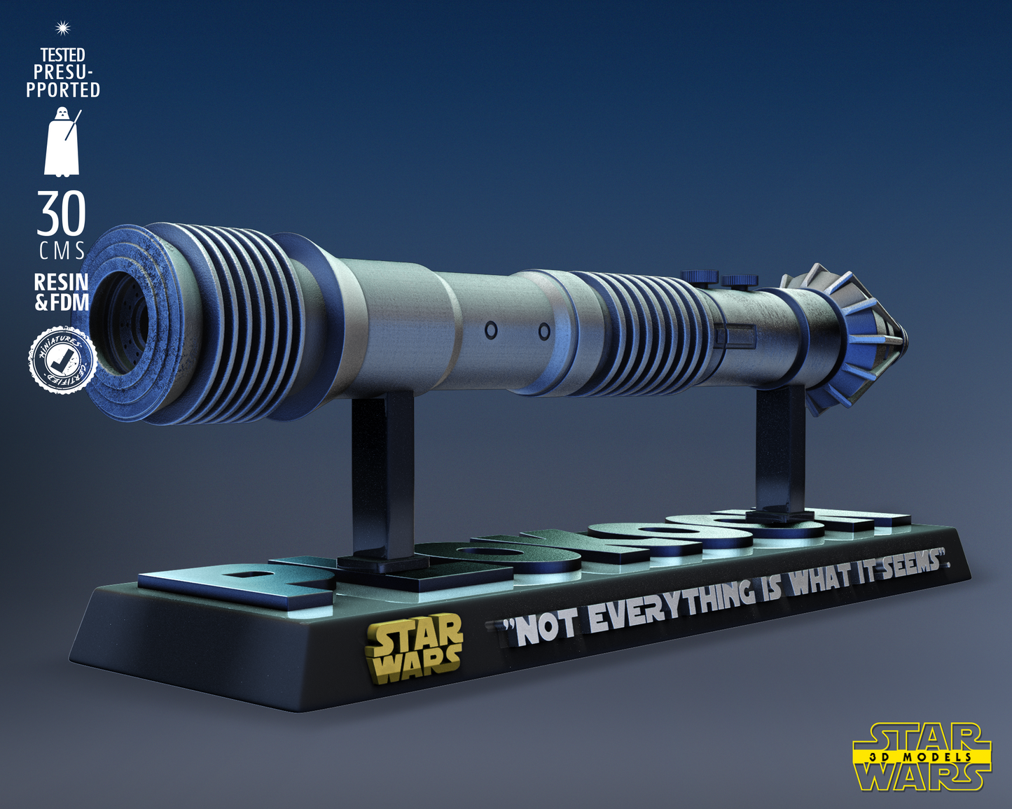 Pio Koon Saber (Star Wars) Fan Art - 1:1 or 1:2 Scale (300mm or 150mm Long) - 3D Printed