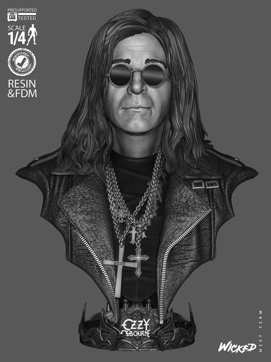 Ozzy Osbourne Bust - 3D Printed Model Kit - 4 & 8 Scale