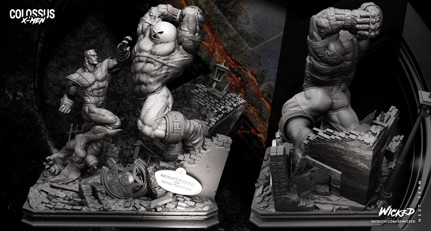 Juggernaut and Colossus Diorama - 3D Printed Fan Art