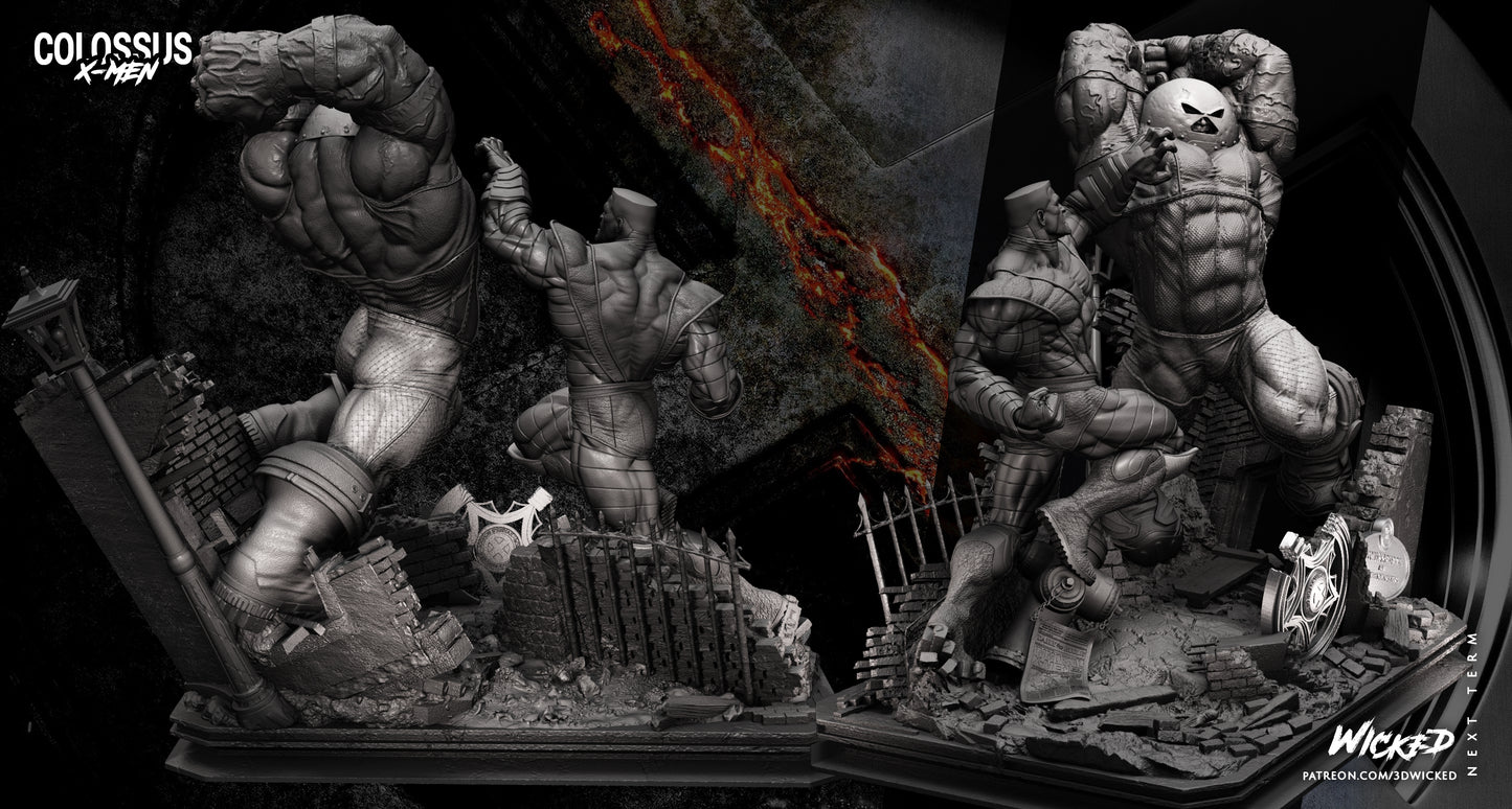 Juggernaut and Colossus Diorama - 3D Printed Fan Art