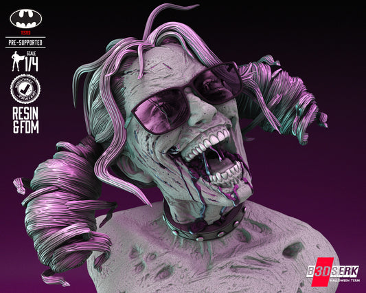 Harley Quinn Zombie (Fan Art) Bust - 4 or 8 scale (290mm or 145mm)