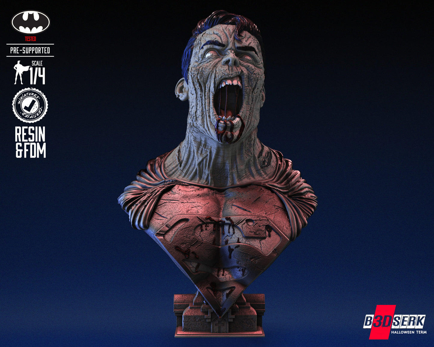 Superman Zombie (Fan Art) Bust - 4 or 8 scale (300mm or 150mm)