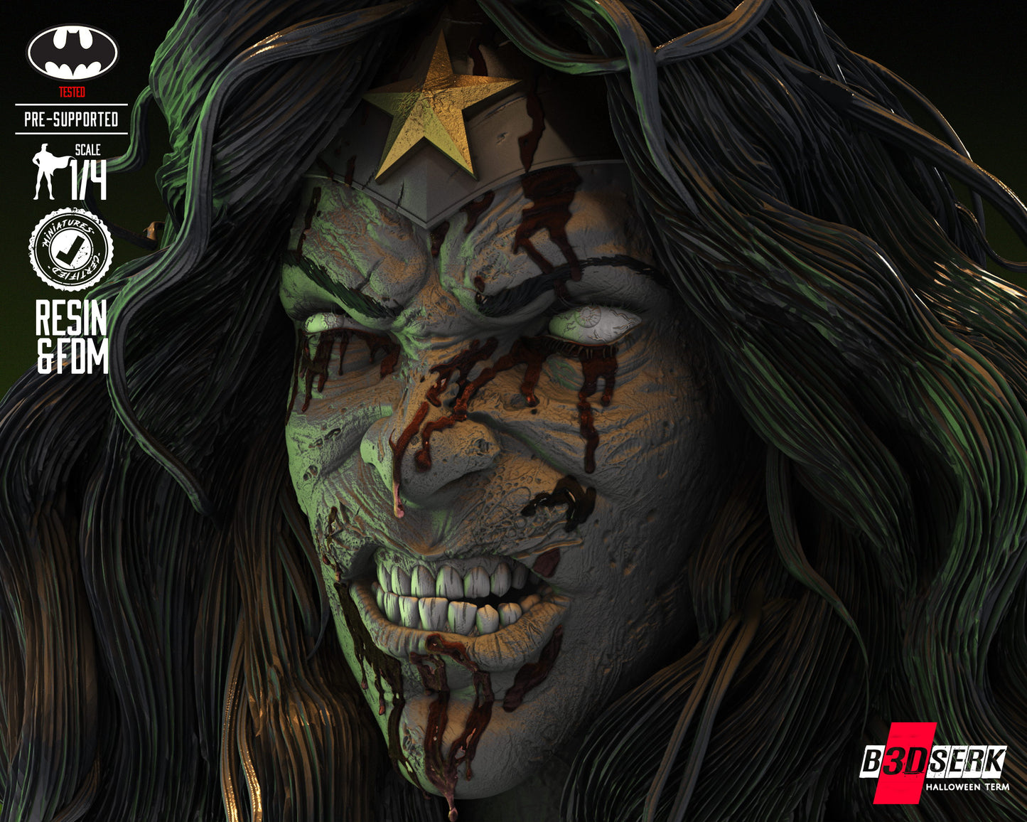 Wonder Woman Zombie (Fan Art) Bust - 4 or 8 scale (286mm or 143mm)
