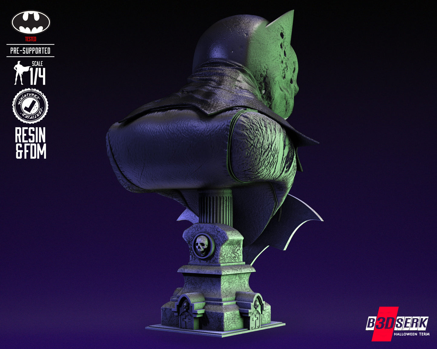 Batman Zombie (Fan Art) Bust - 4 or 8 scale (287mm or 143mm)