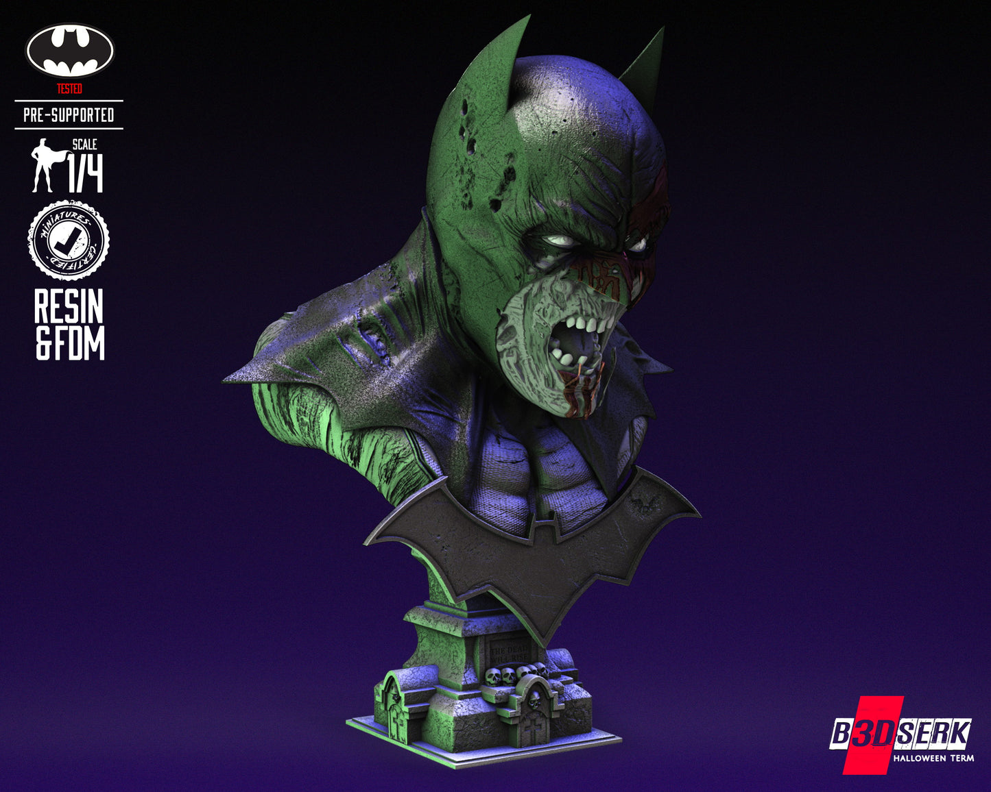 Batman Zombie (Fan Art) Bust - 4 or 8 scale (287mm or 143mm)
