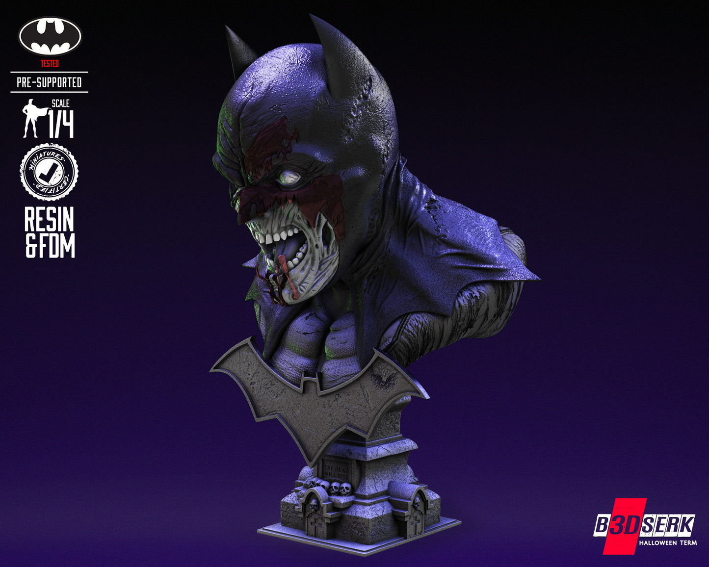 Batman Zombie (Fan Art) Bust - 4 or 8 scale (287mm or 143mm)