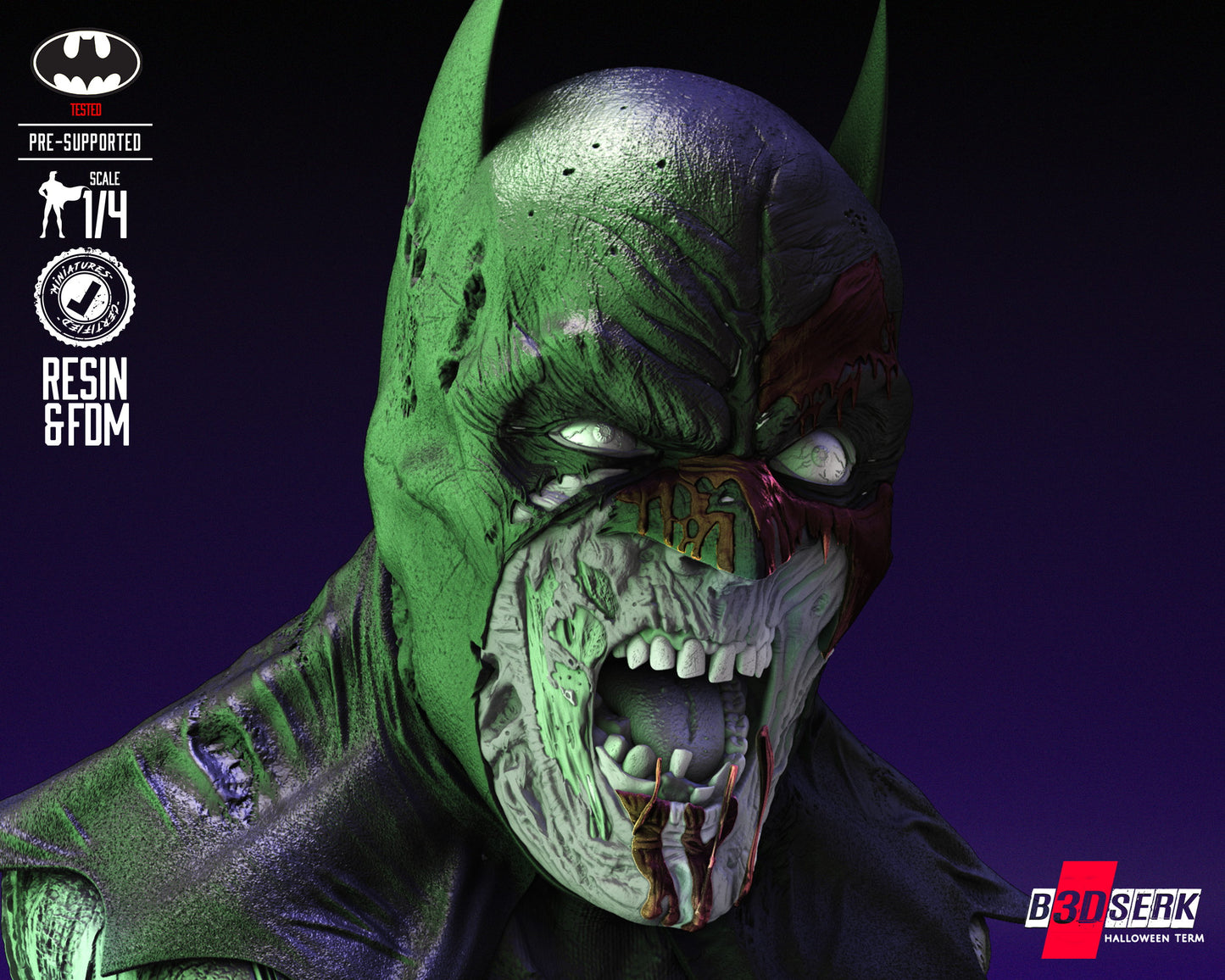 Batman Zombie (Fan Art) Bust - 4 or 8 scale (287mm or 143mm)