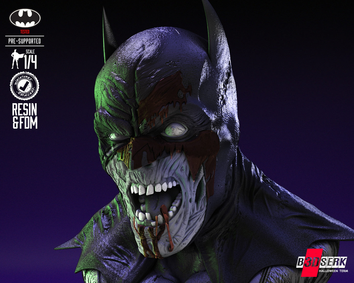 Batman Zombie (Fan Art) Bust - 4 or 8 scale (287mm or 143mm)