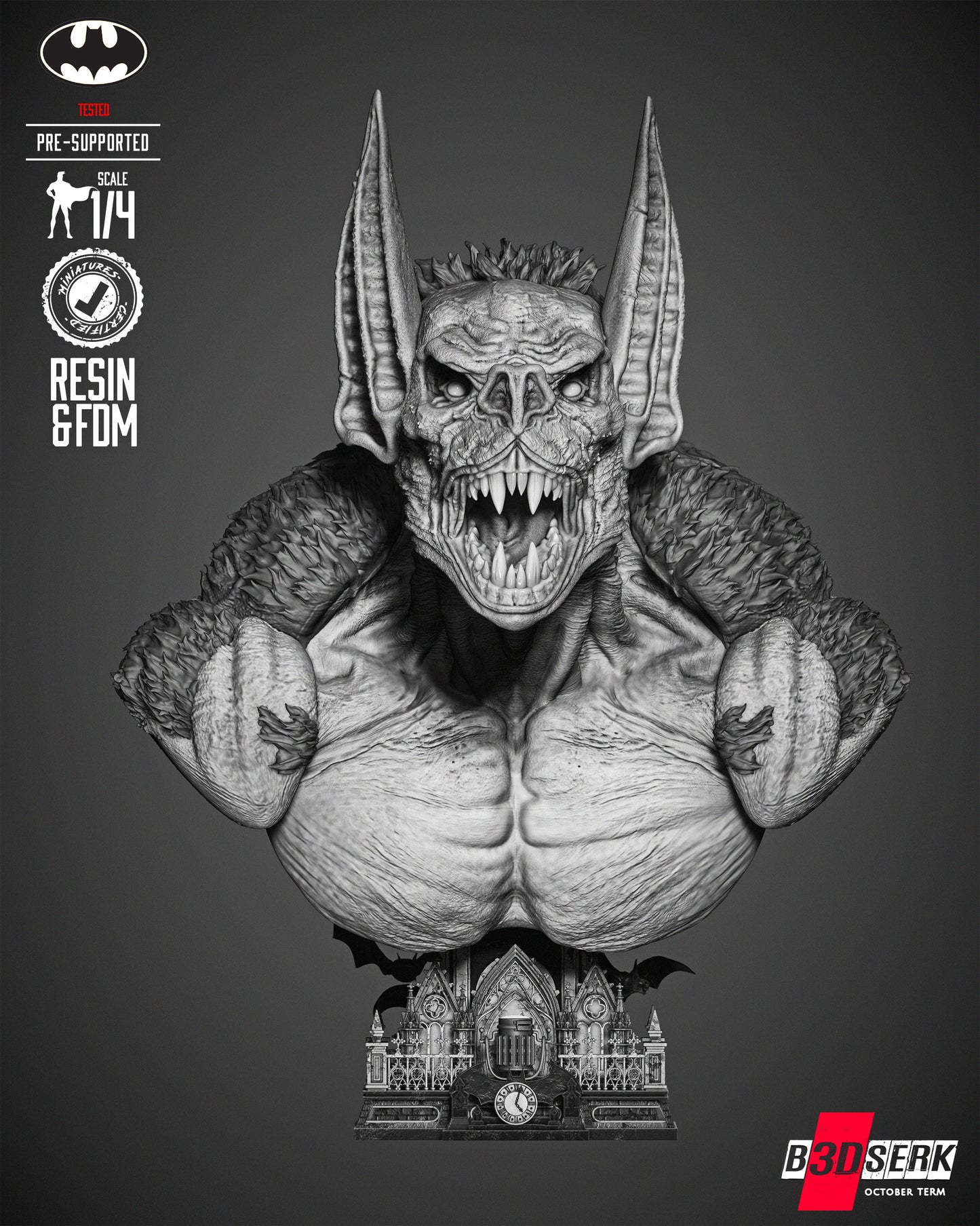 Man Bat (Portrait Bust) - 3d Print - 4 and 8 Scale - Fan Art