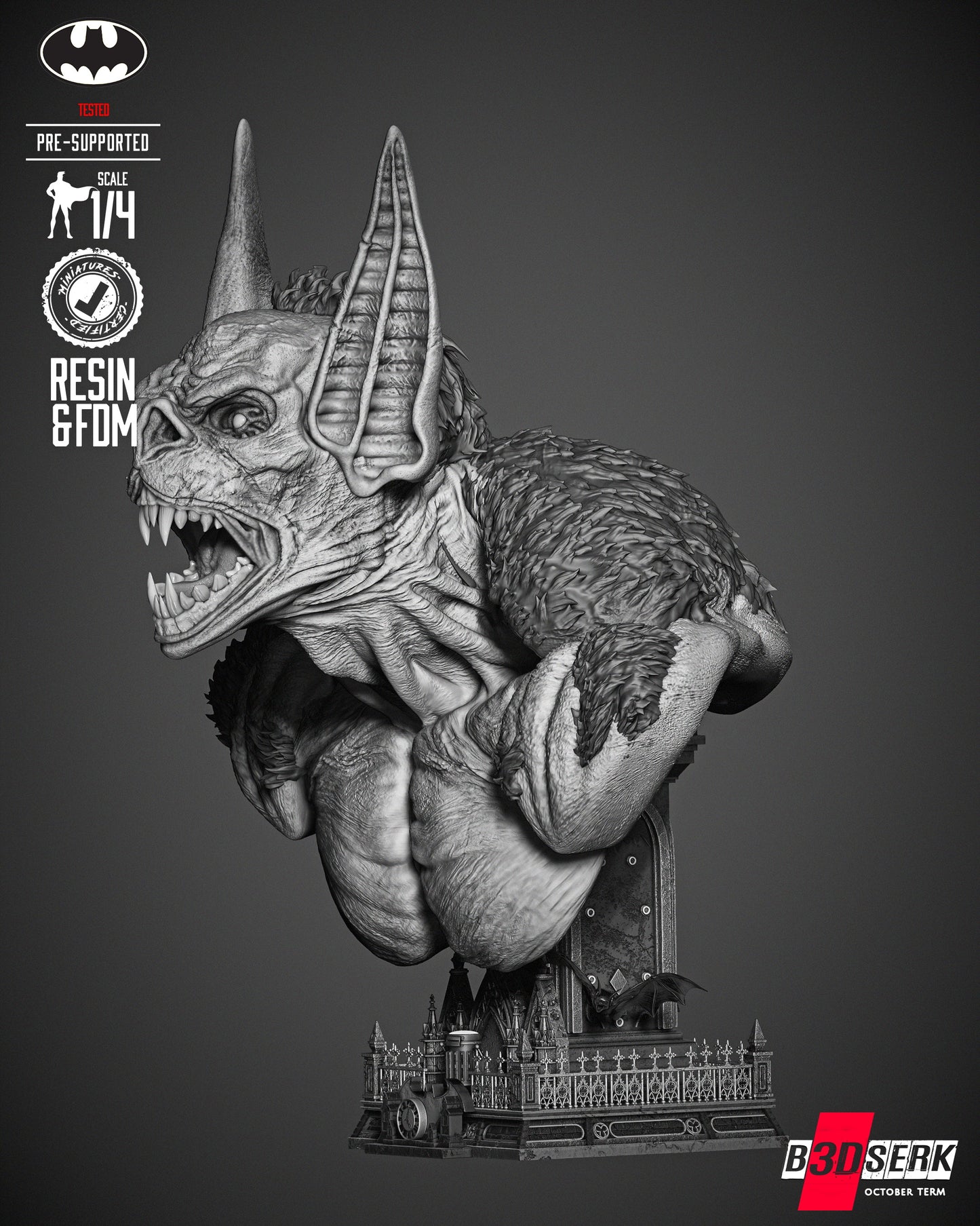 Man Bat (Portrait Bust) - 3d Print - 4 and 8 Scale - Fan Art