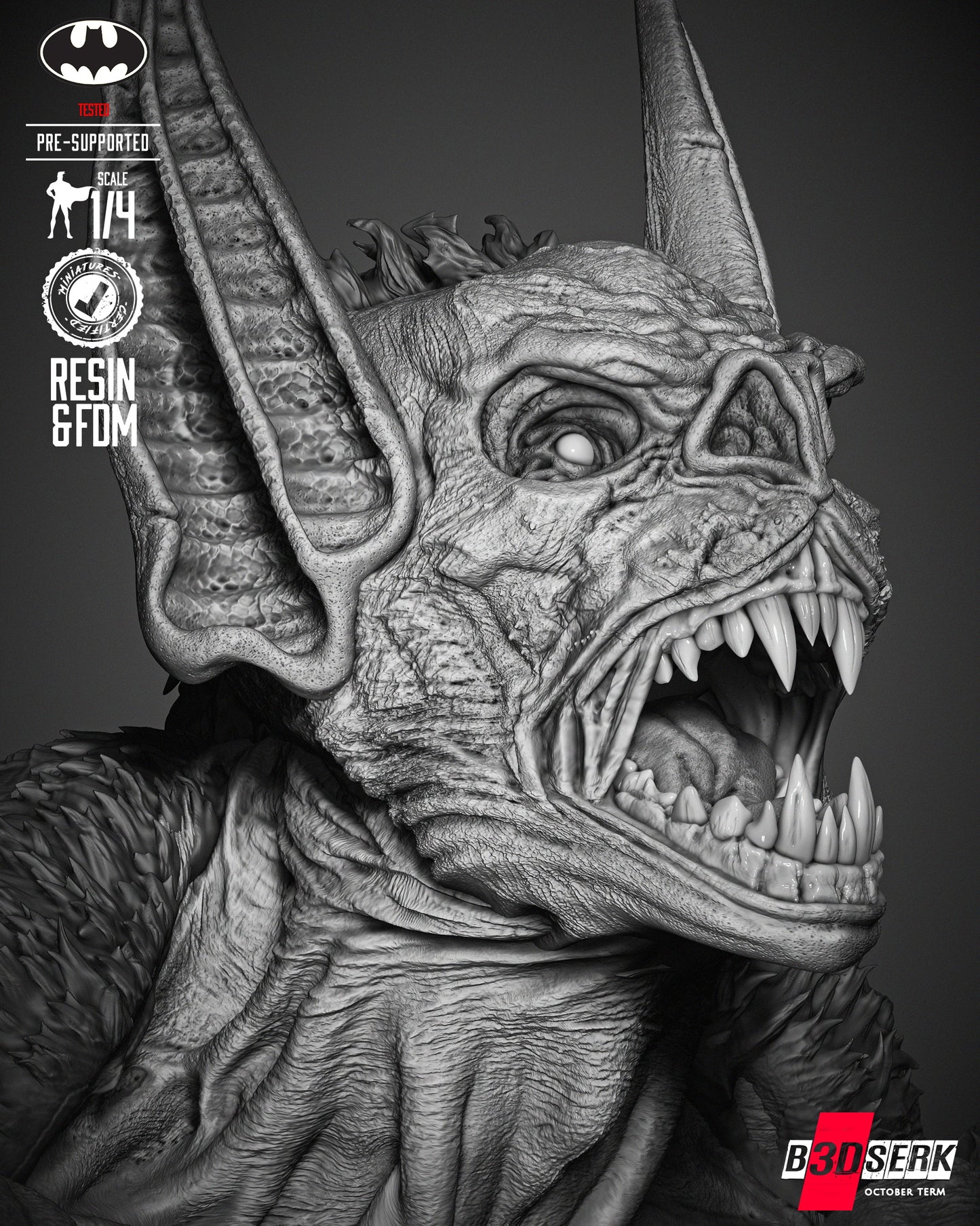 Man Bat (Portrait Bust) - 3d Print - 4 and 8 Scale - Fan Art