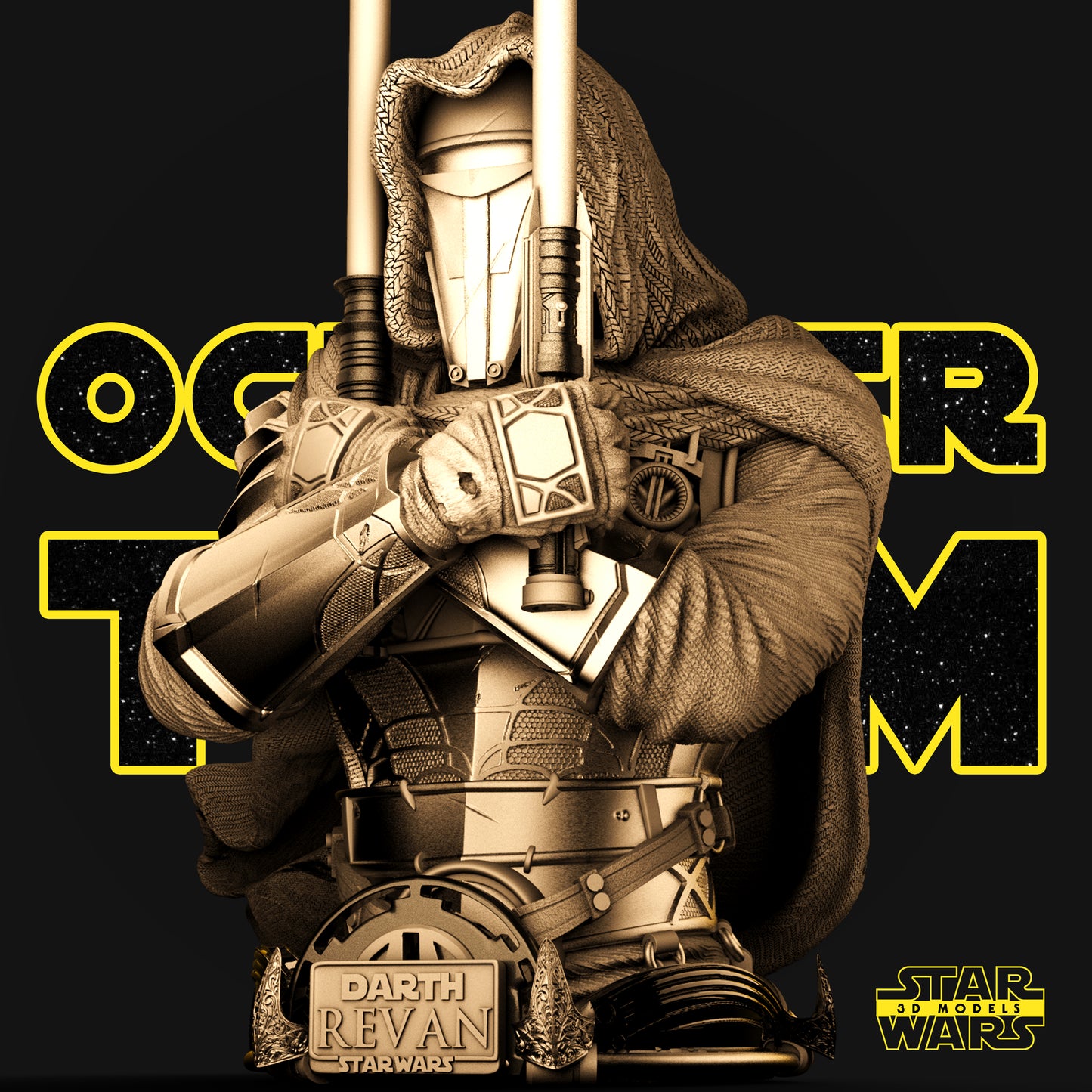 Darth Revan Bust (Fan Art) - 1:4 or 1:8 Scale (320mm or 160mm) - 3D Printed