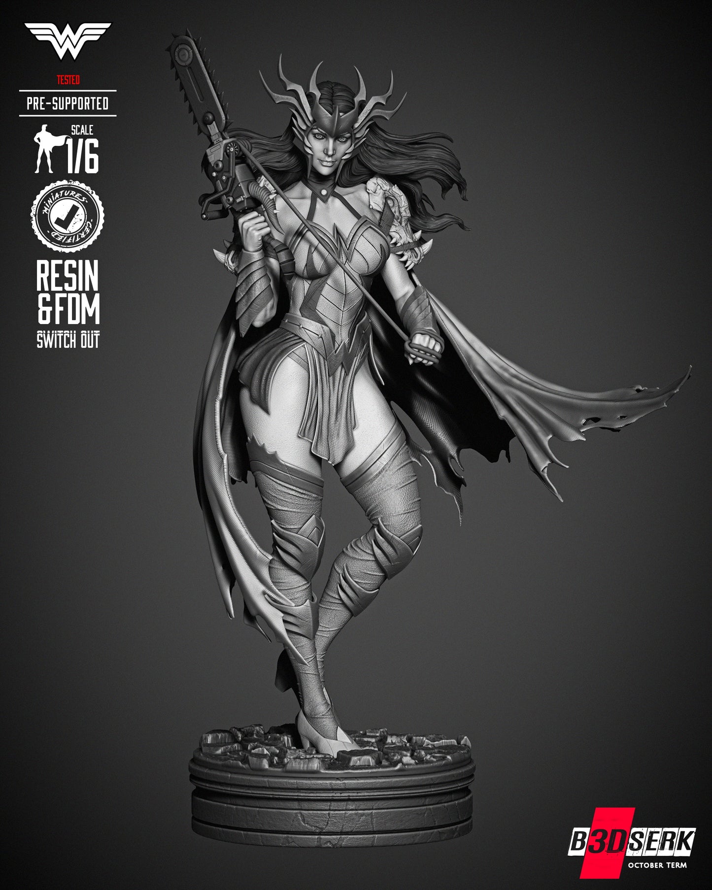 Wonder Woman Death Metal (Sculpt) - 3d Print - 6 and 12 Scale - Fan Art