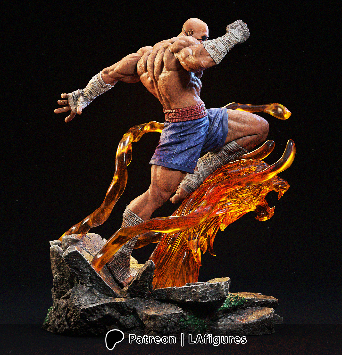 Sagat (Street Fighter) Statue - Fan Art 10 scale 3D Print Kit