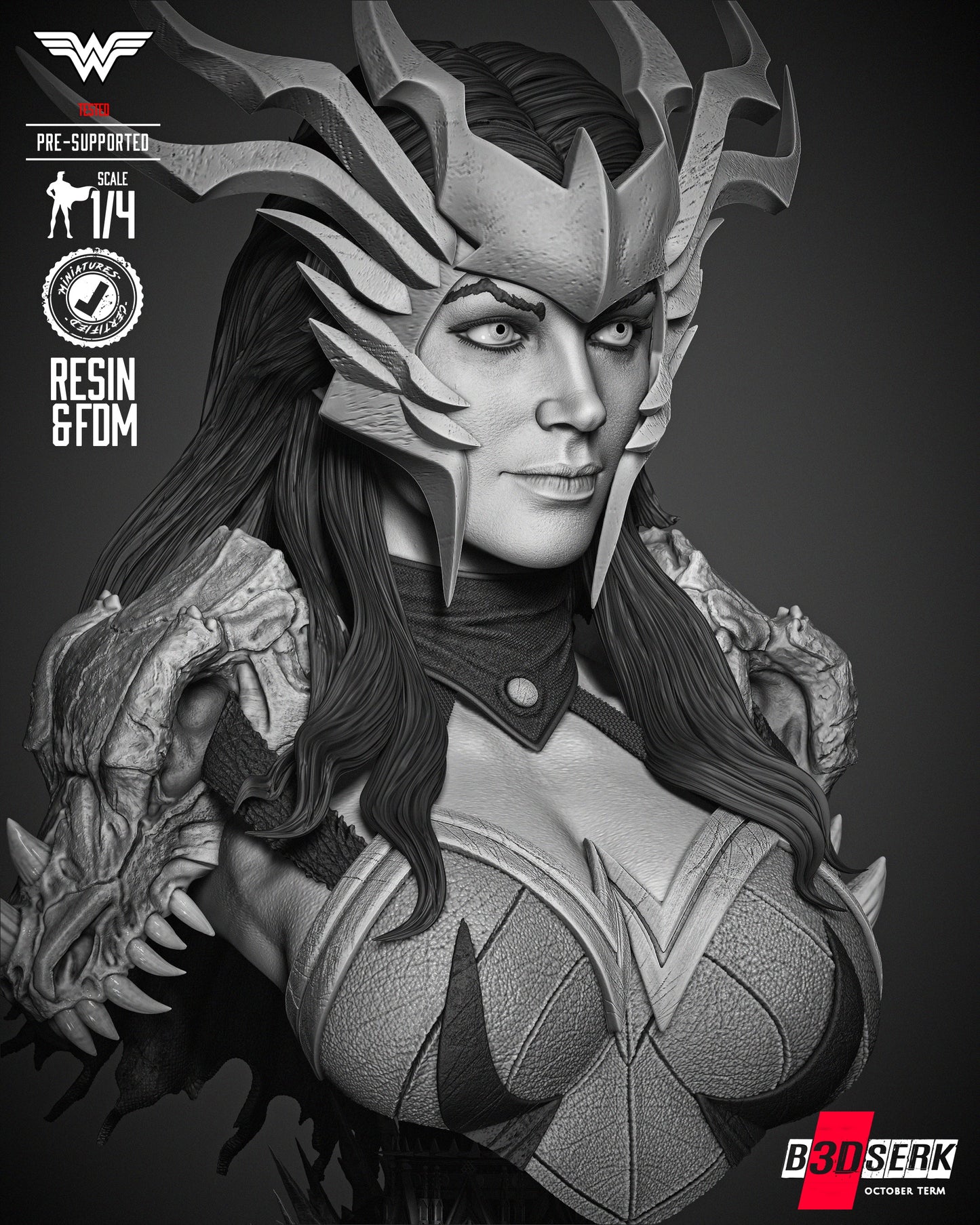 Wonder Woman Death Metal (Bust) - 3d Print - 4 and 8 Scale - Fan Art