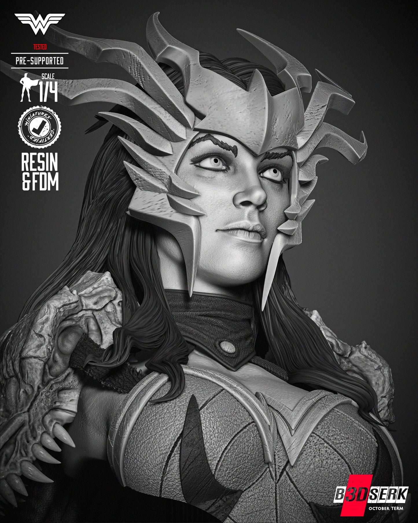 Wonder Woman Death Metal (Bust) - 3d Print - 4 and 8 Scale - Fan Art