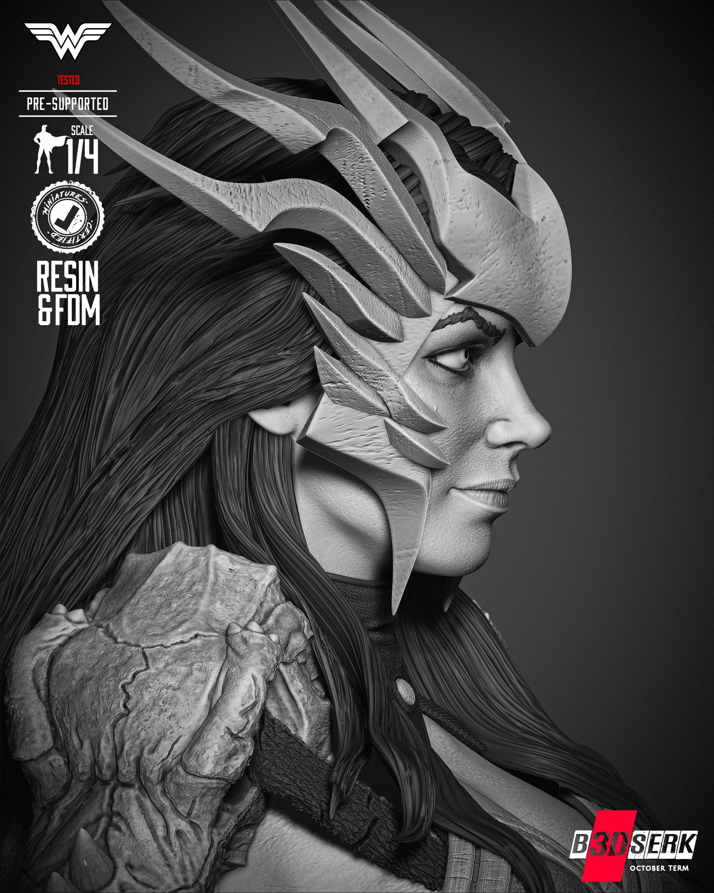 Wonder Woman Death Metal (Bust) - 3d Print - 4 and 8 Scale - Fan Art