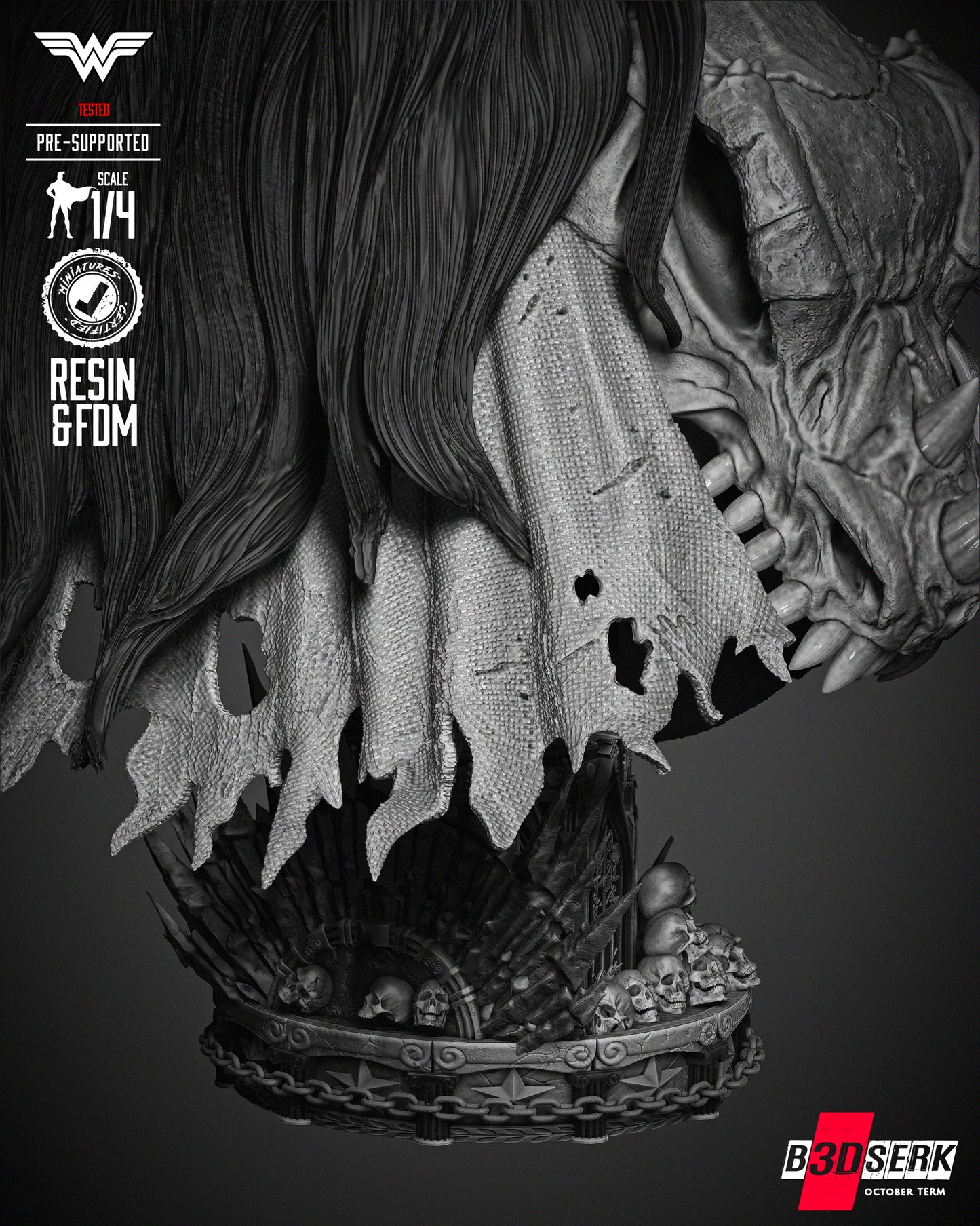 Wonder Woman Death Metal (Bust) - 3d Print - 4 and 8 Scale - Fan Art