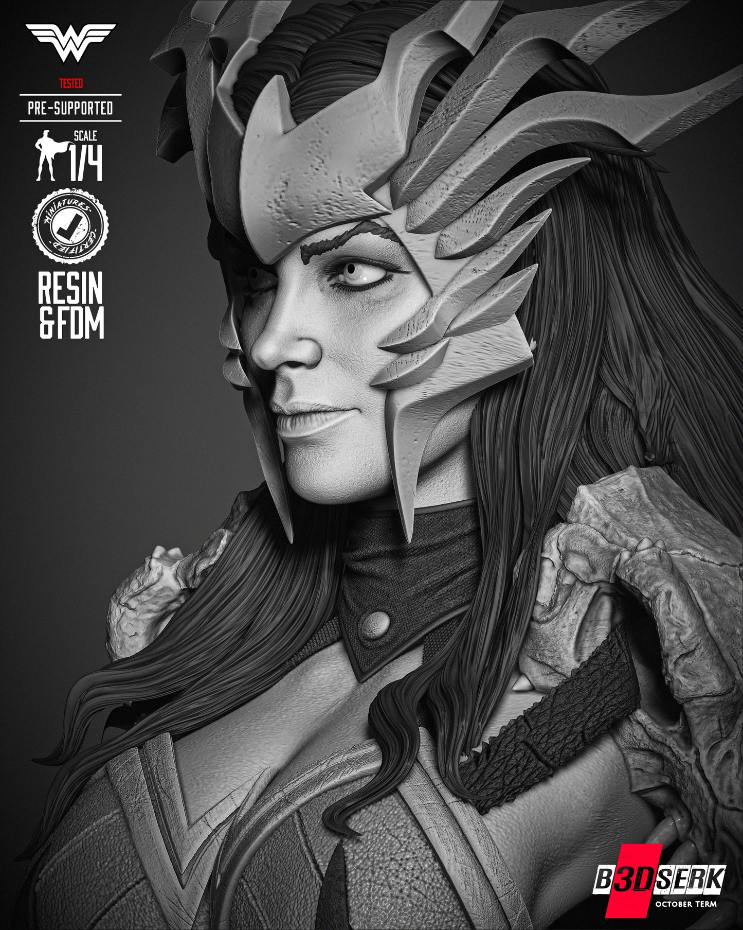 Wonder Woman Death Metal (Bust) - 3d Print - 4 and 8 Scale - Fan Art