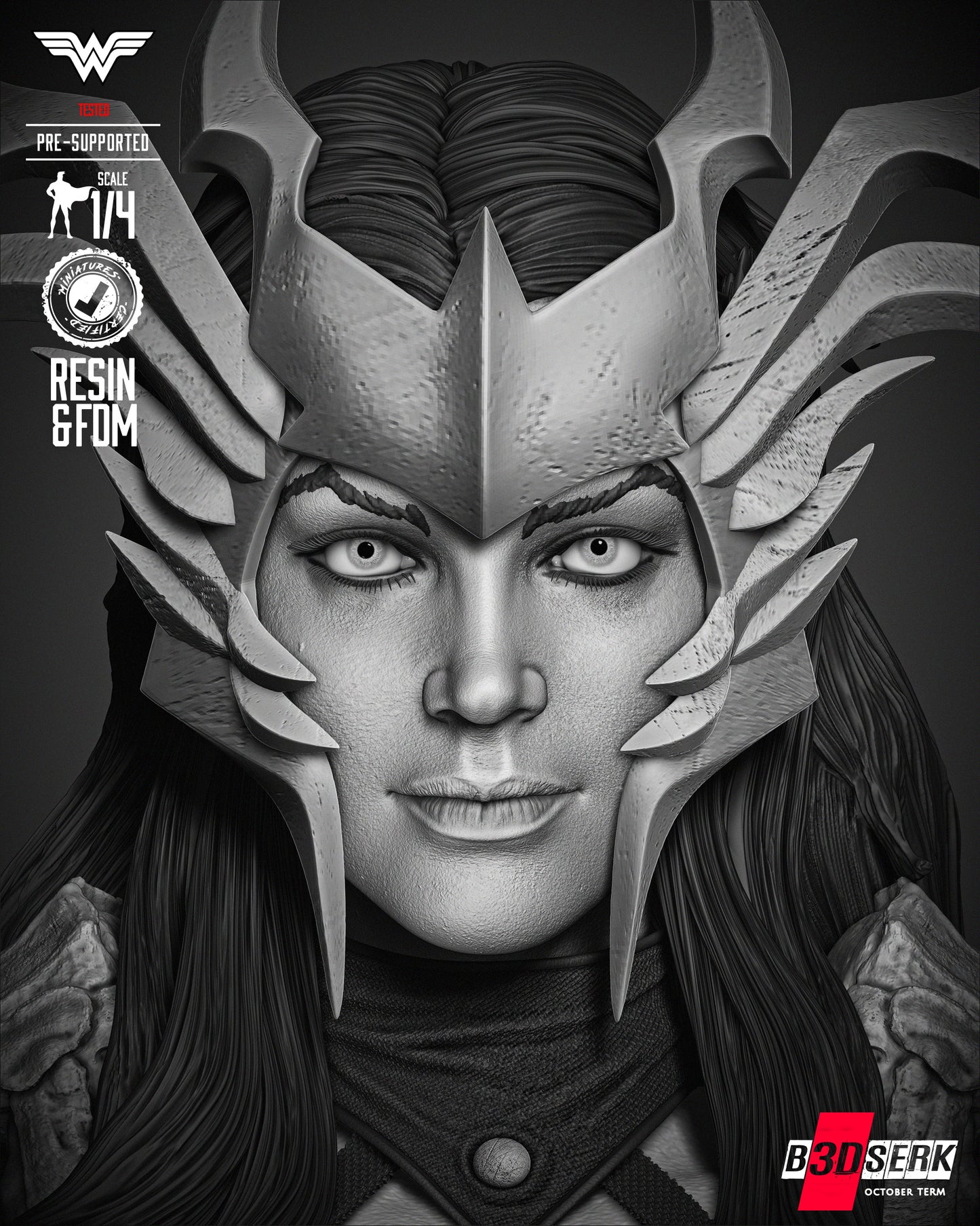 Wonder Woman Death Metal (Bust) - 3d Print - 4 and 8 Scale - Fan Art