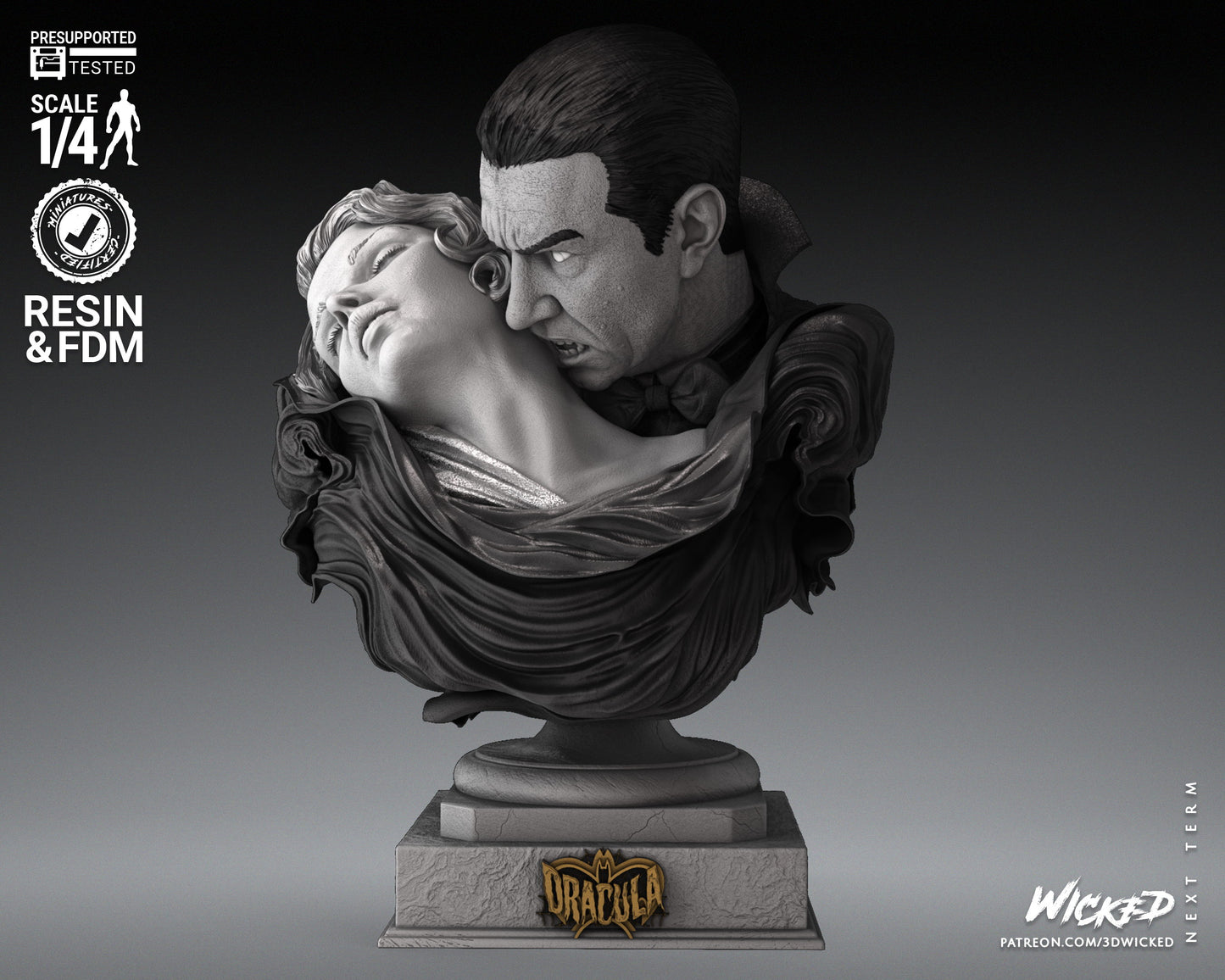 Dracula (Fan Art) BUST - 4 or 8 scale (290mm or 145mm) - 3D Print