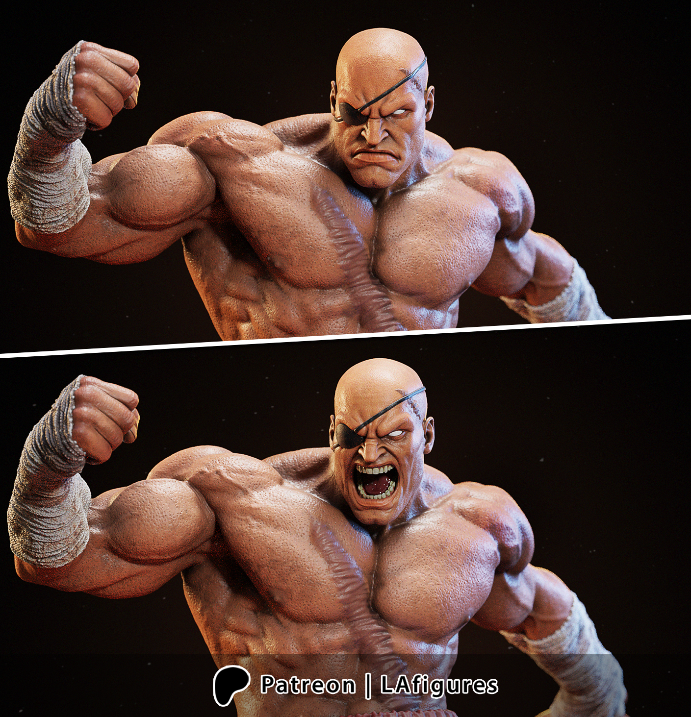 Sagat (Street Fighter) Statue - Fan Art 10 scale 3D Print Kit