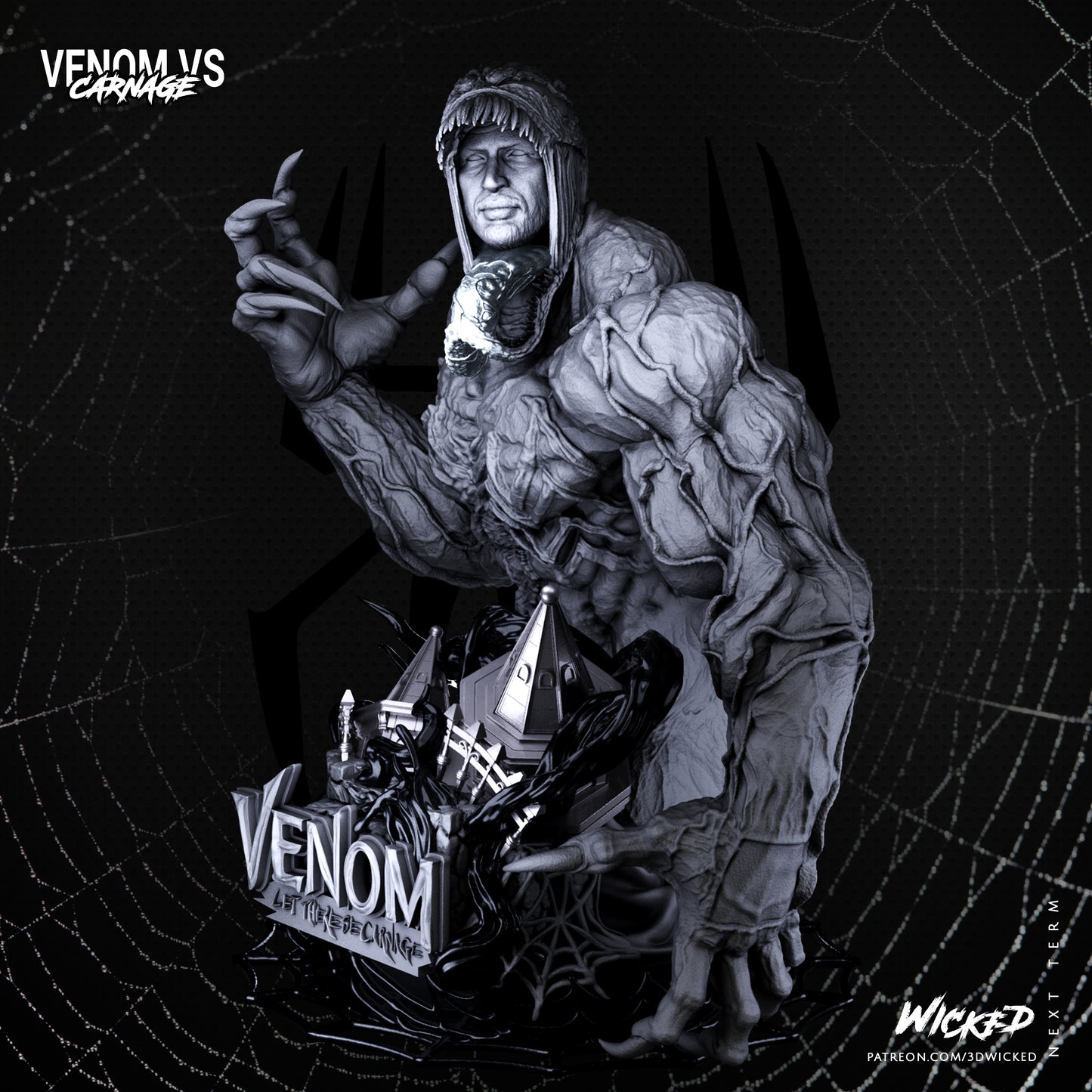 Venom (Fan Art) Bust - 4 or 8 scale (280mm or 140mm) - 3D Print
