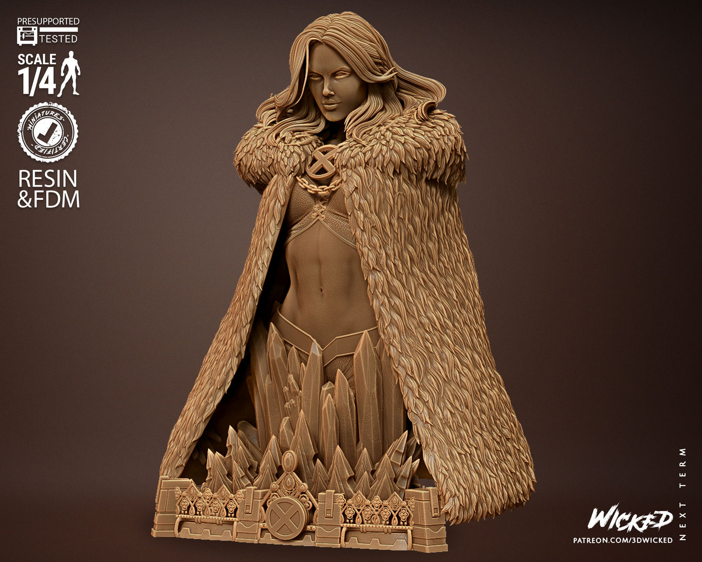 Emma Frost Snow Queen Bust - 4 or 8 scale (300mm or 150mm) 3D Print Kit Fan Art