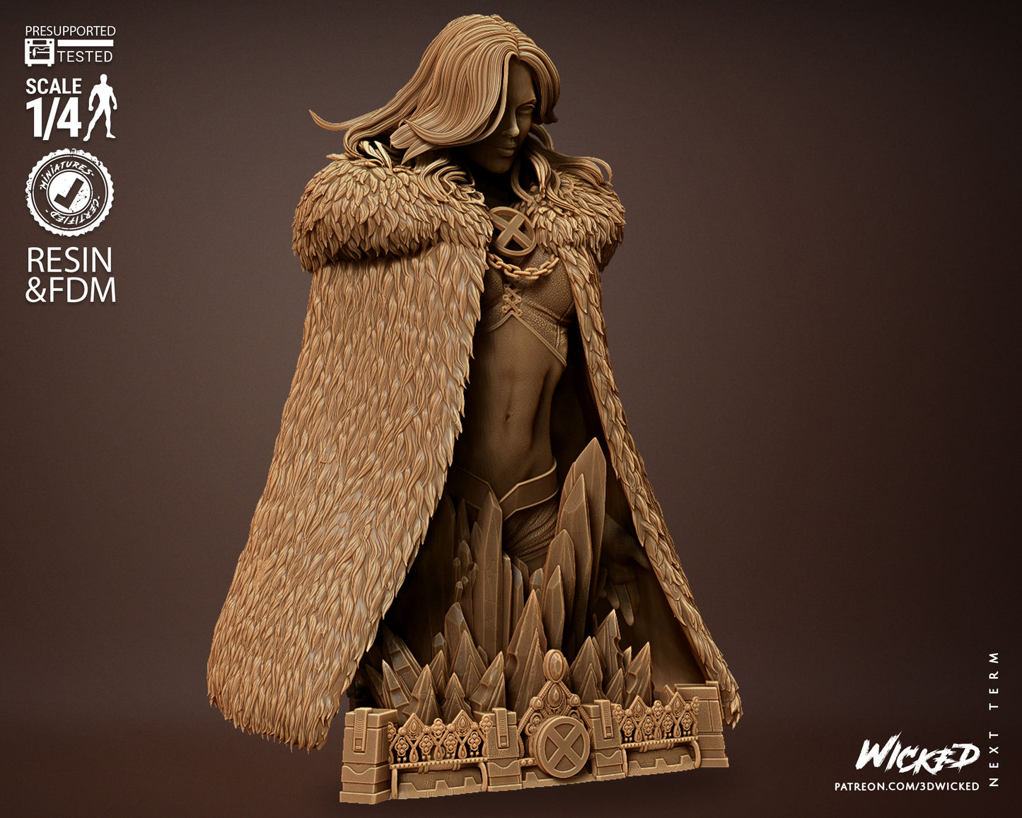 Emma Frost Snow Queen Bust - 4 or 8 scale (300mm or 150mm) 3D Print Kit Fan Art