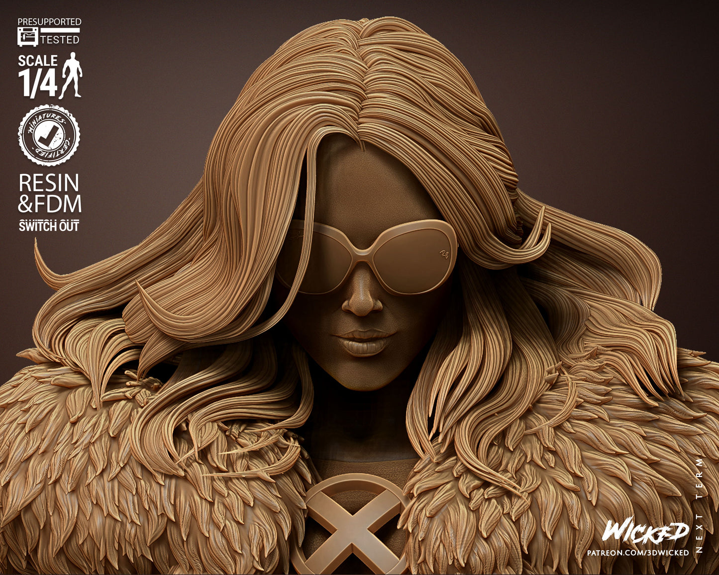 Emma Frost Snow Queen Bust - 4 or 8 scale (300mm or 150mm) 3D Print Kit Fan Art